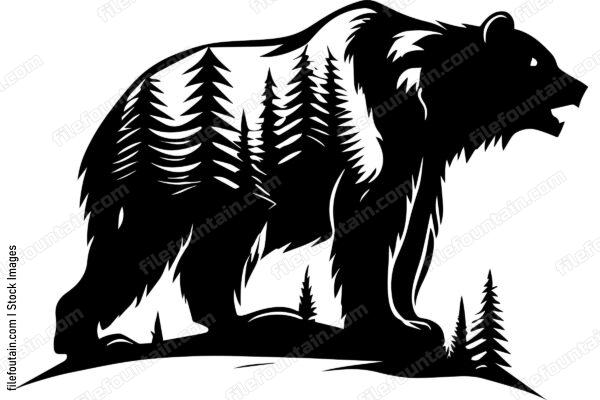 Bear Wildlife Double Exposure