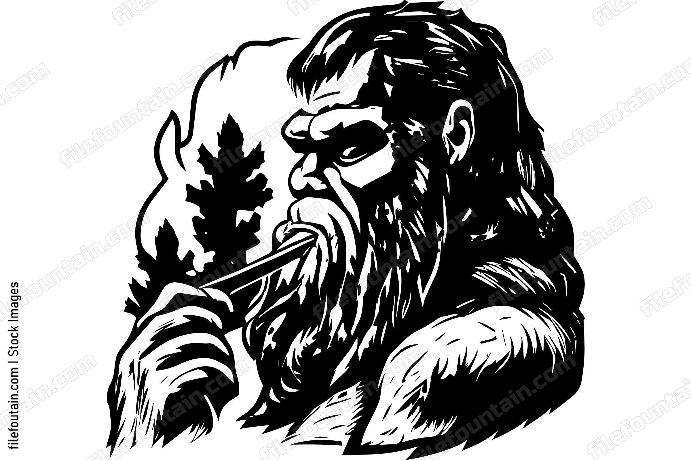 Bigfoot Sasquatch Smoking A Cigar