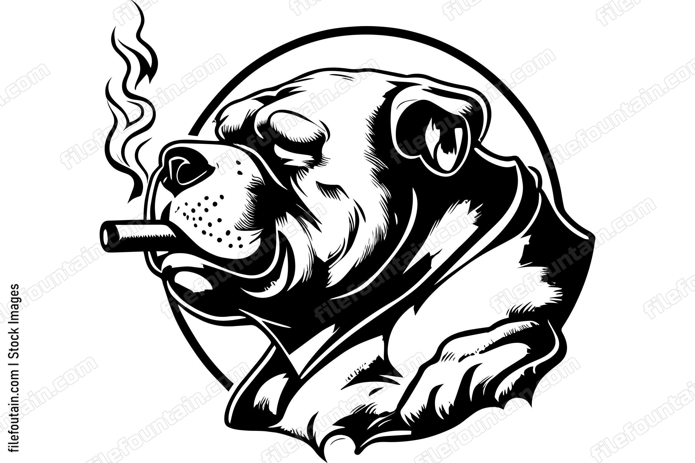 Bulldog Smoking A Cigar