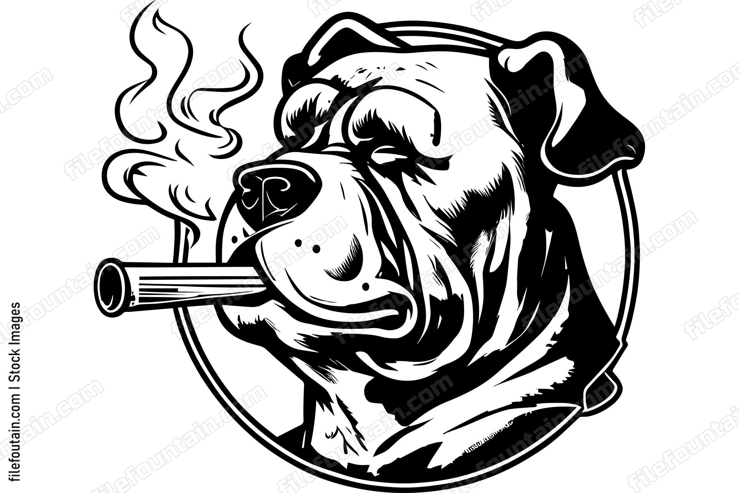 Bulldog Smoking A Cigar