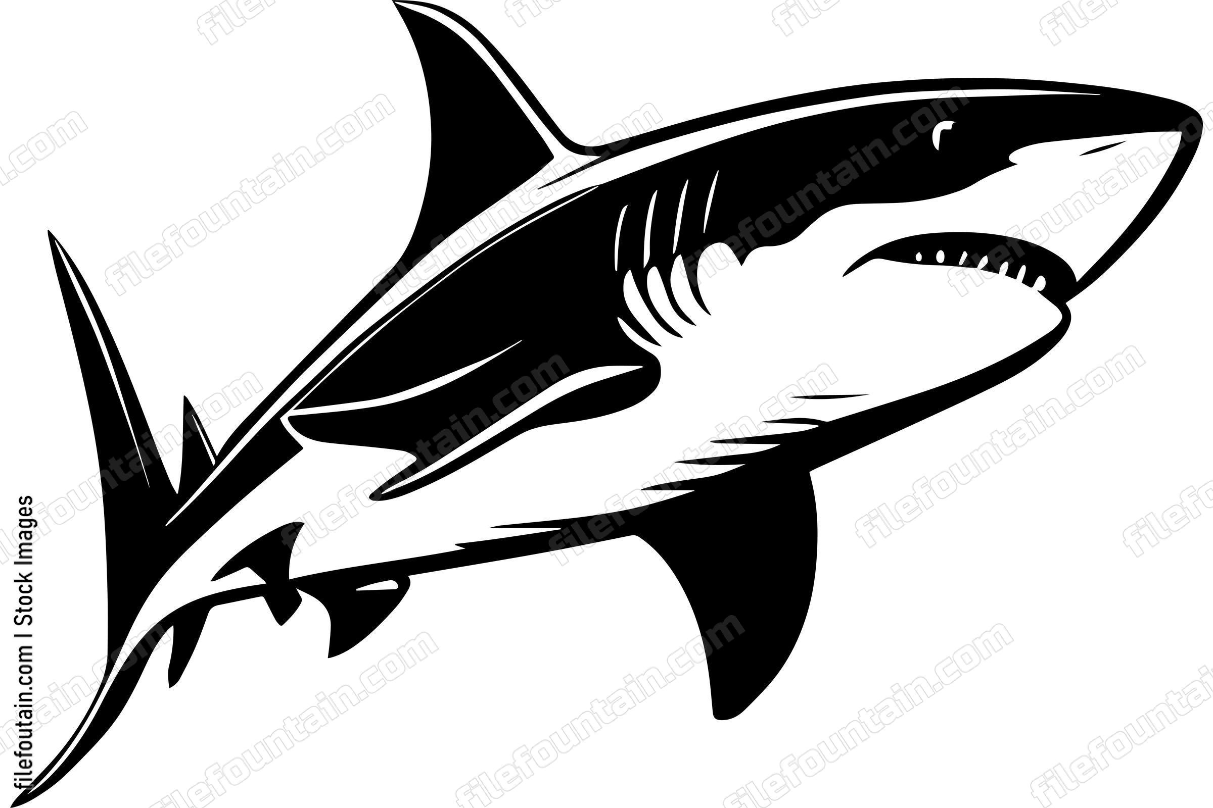 Great White Shark Logo Monochrome Design