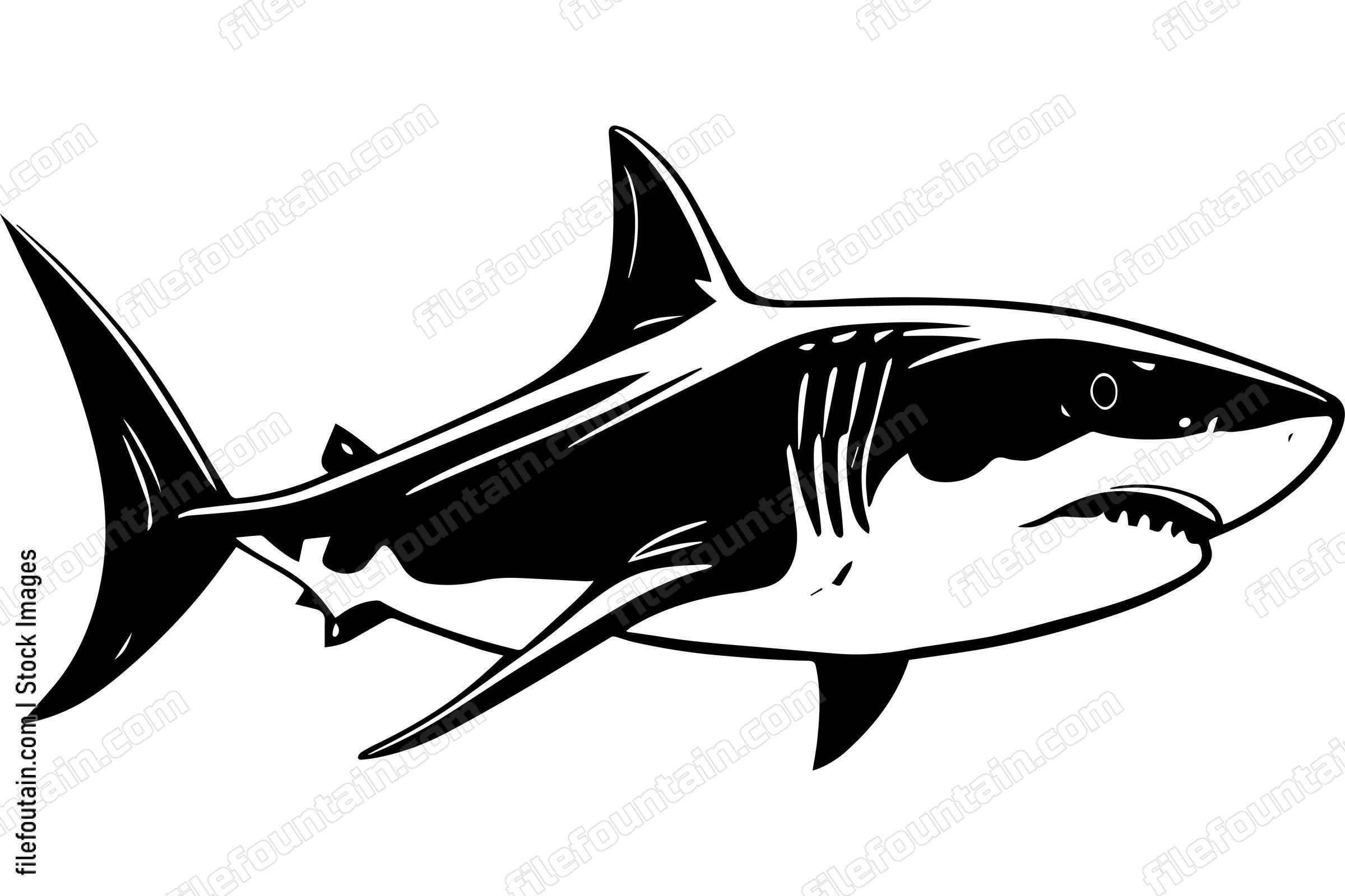 Great White Shark Logo Monochrome Design