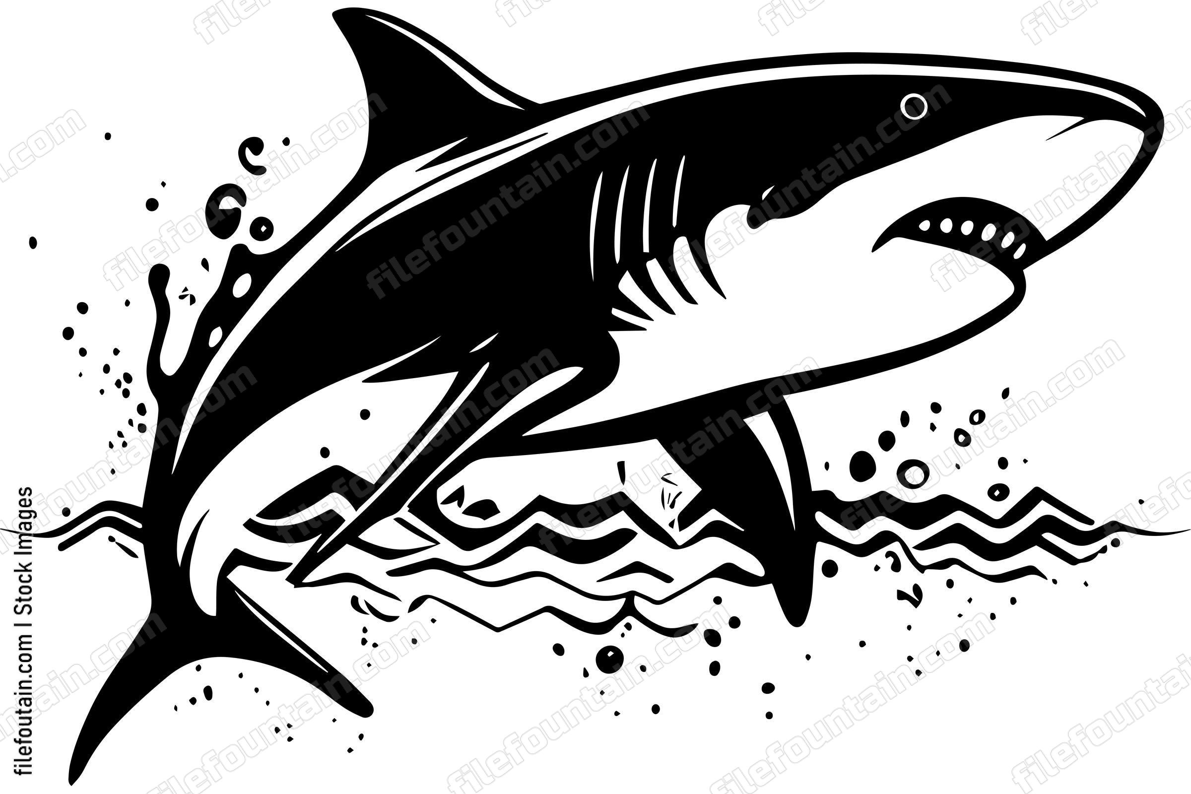 Great White Shark Logo Monochrome Design