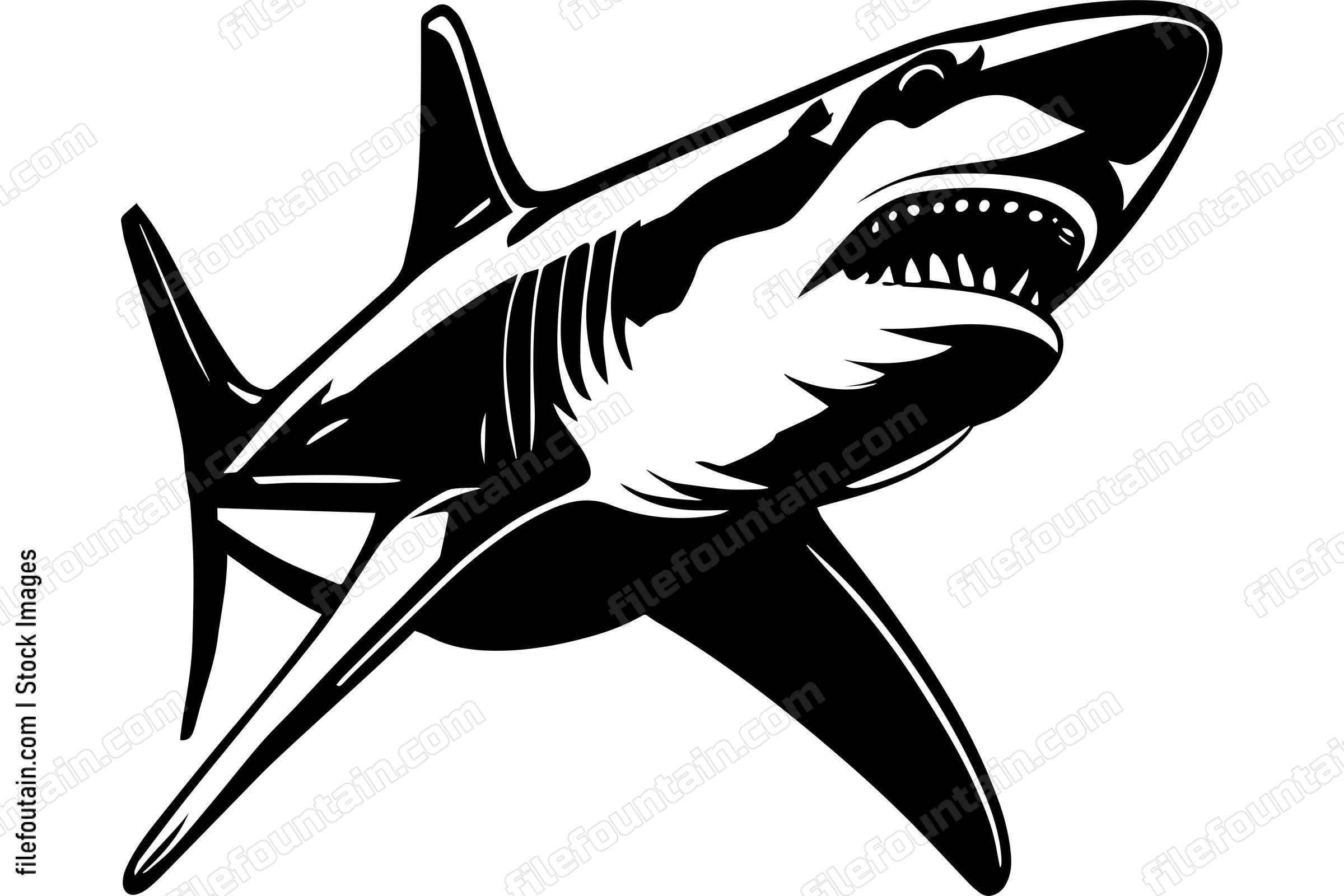 Great White Shark Logo Monochrome Design