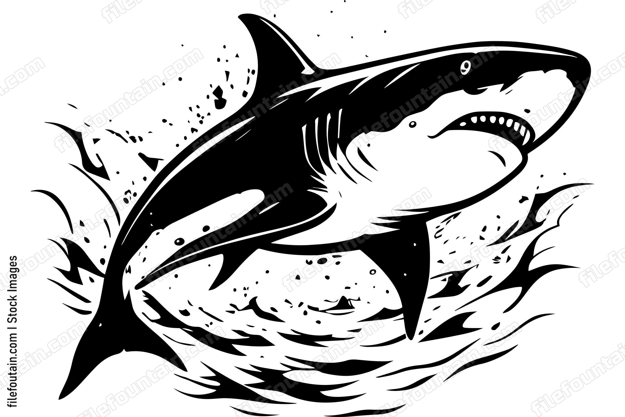 Great White Shark Logo Monochrome Design