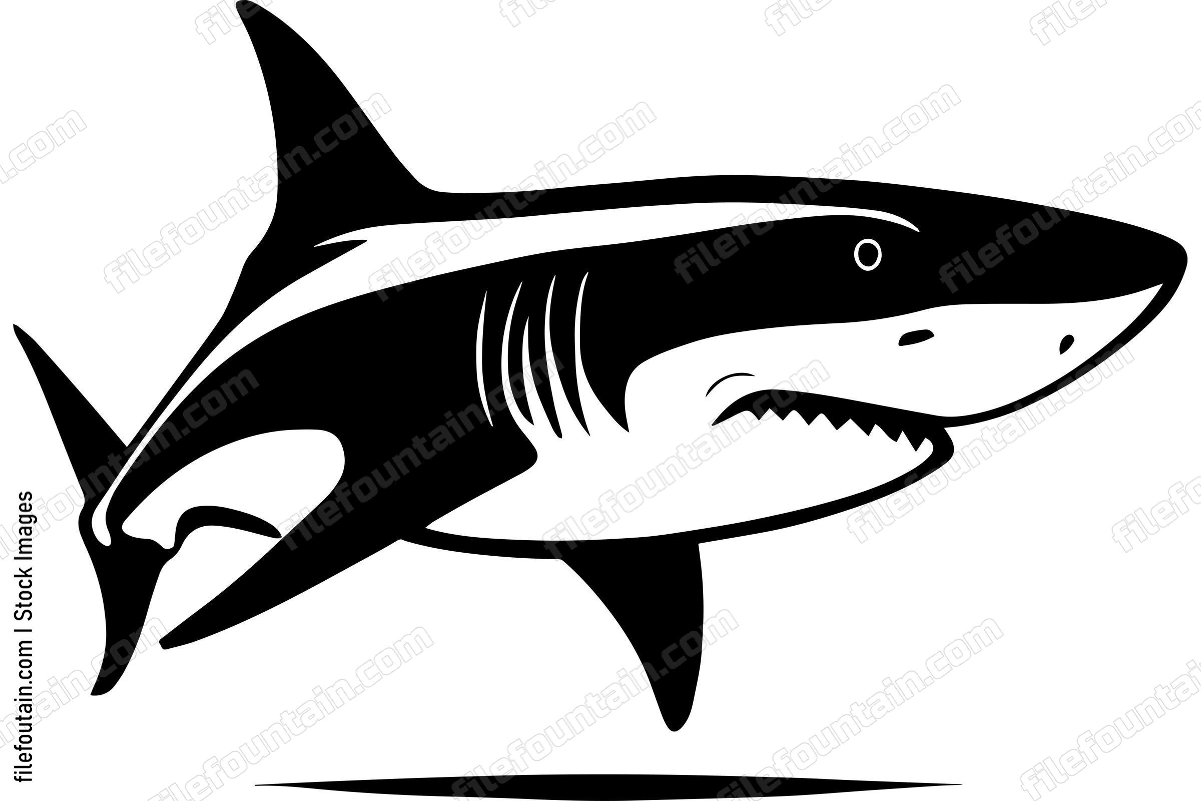 Great White Shark Logo Monochrome Design