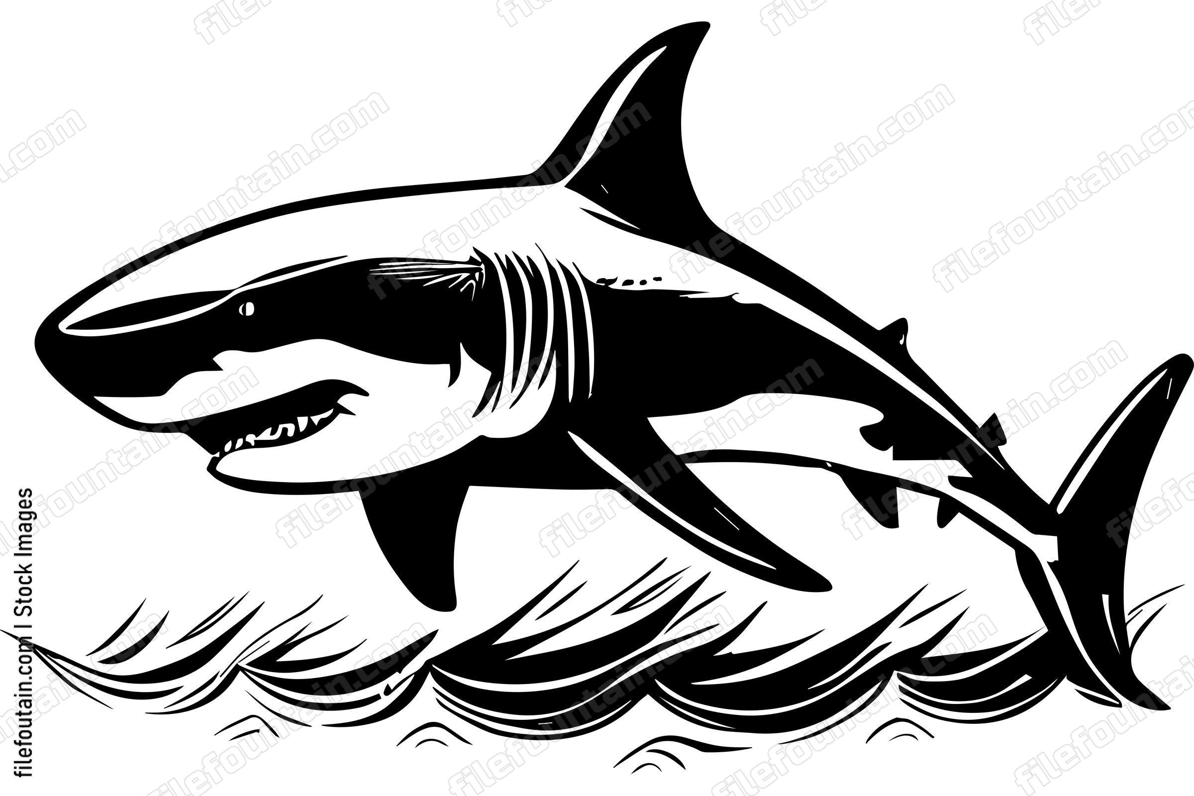 Great White Shark Logo Monochrome Design