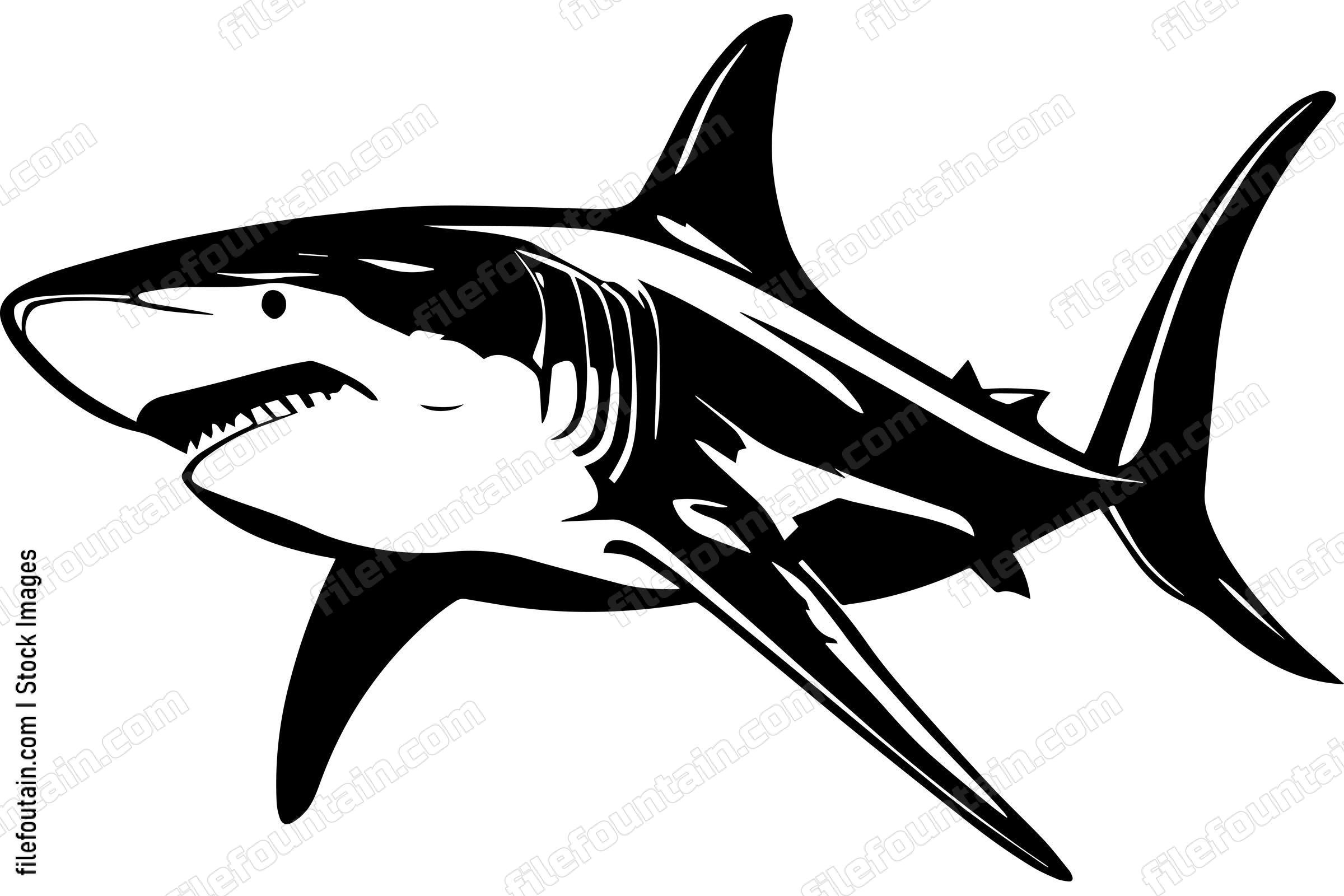 Great White Shark Logo Monochrome Design