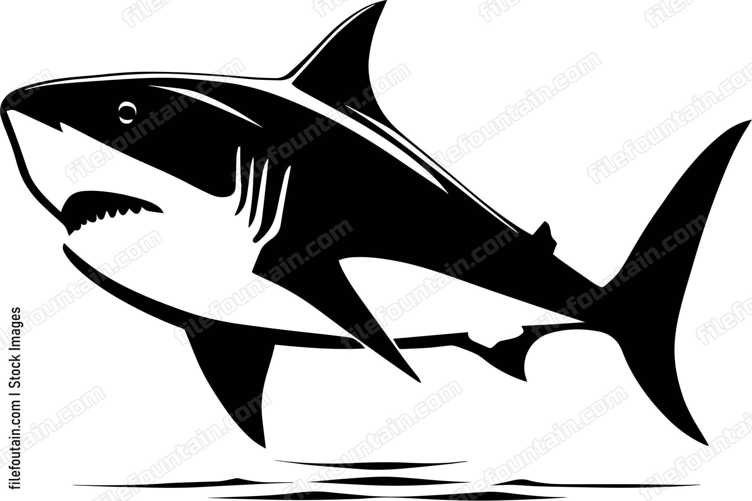 Great White Shark Logo Monochrome Design