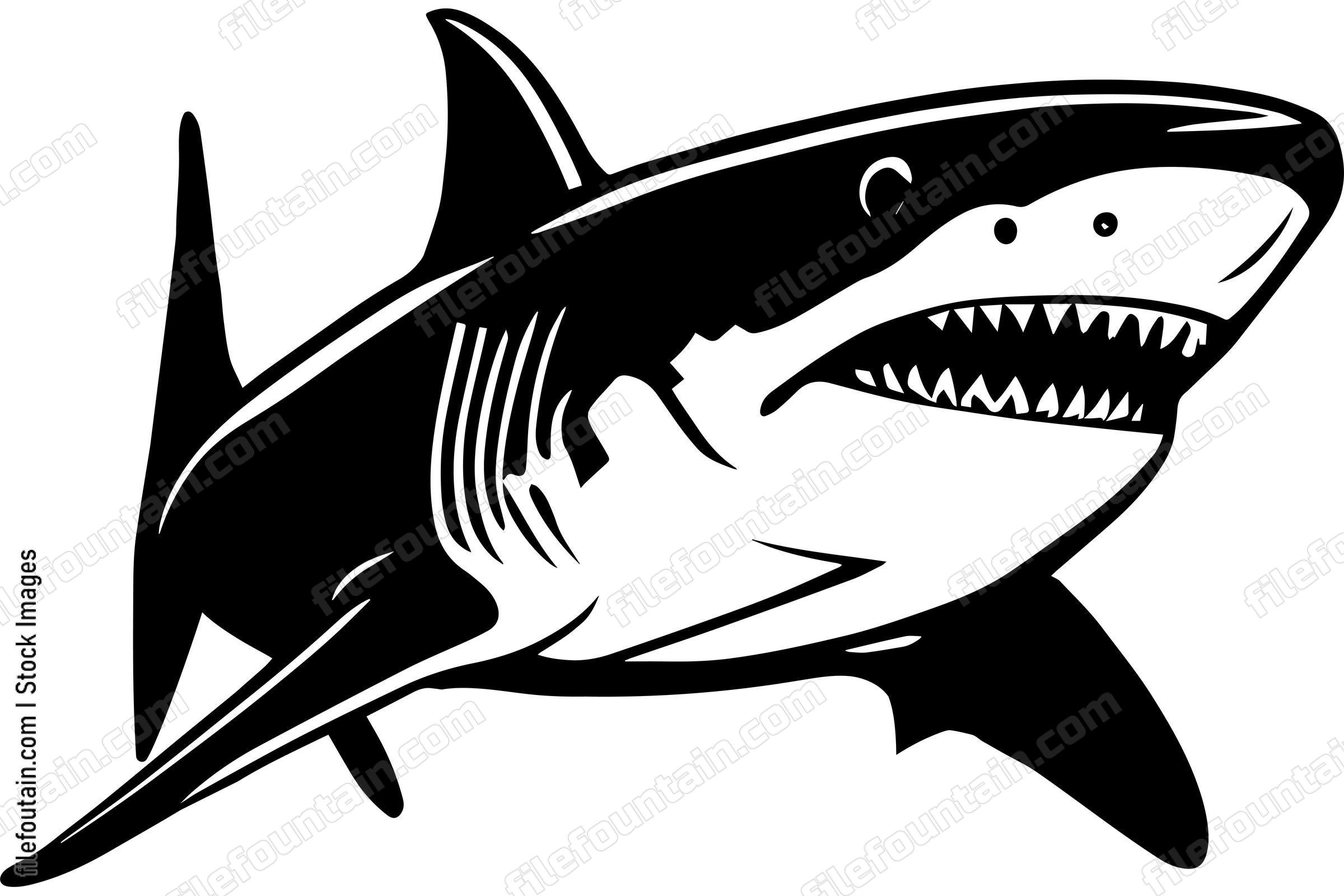 Great White Shark Logo Monochrome Design