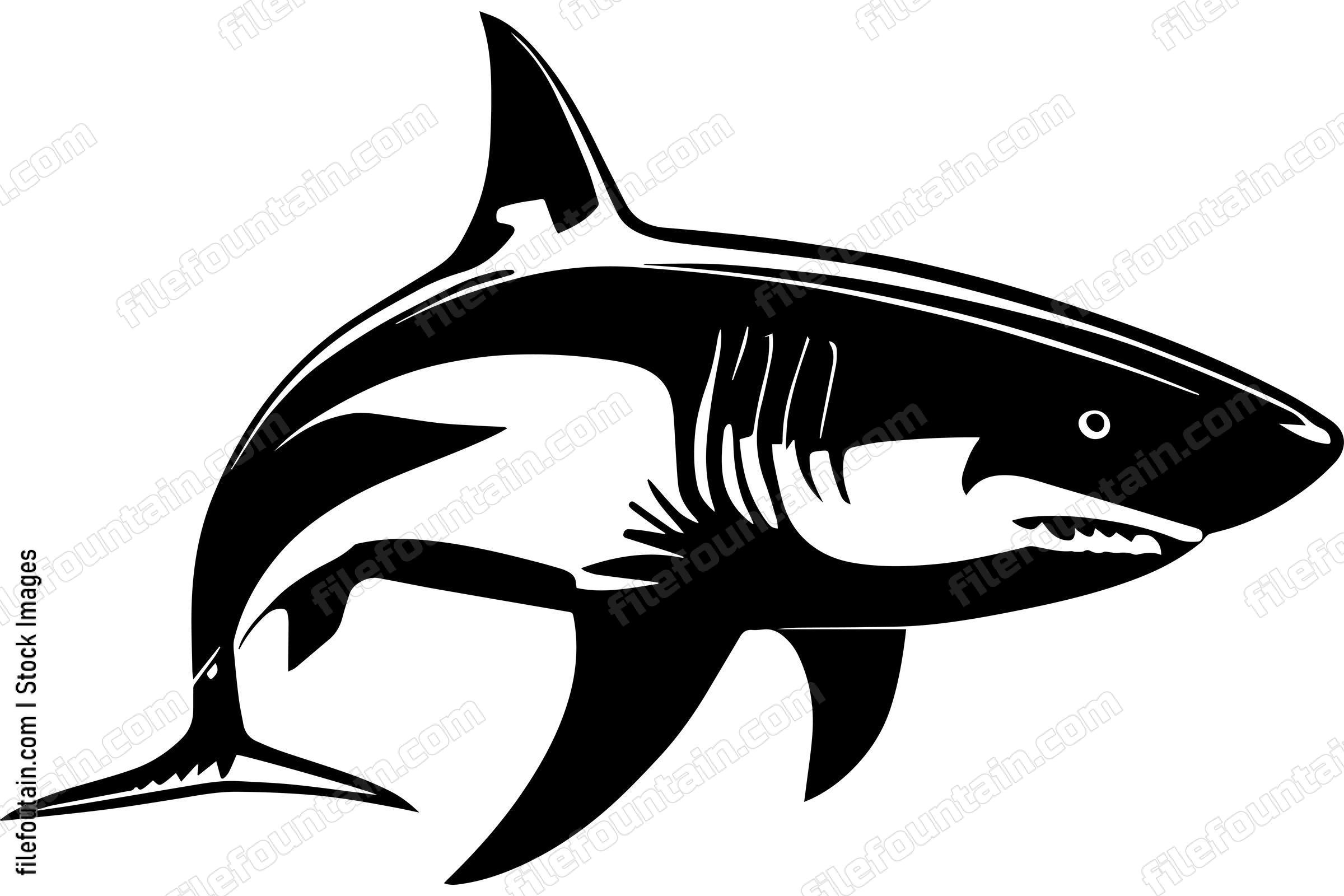 Great White Shark Logo Monochrome Design
