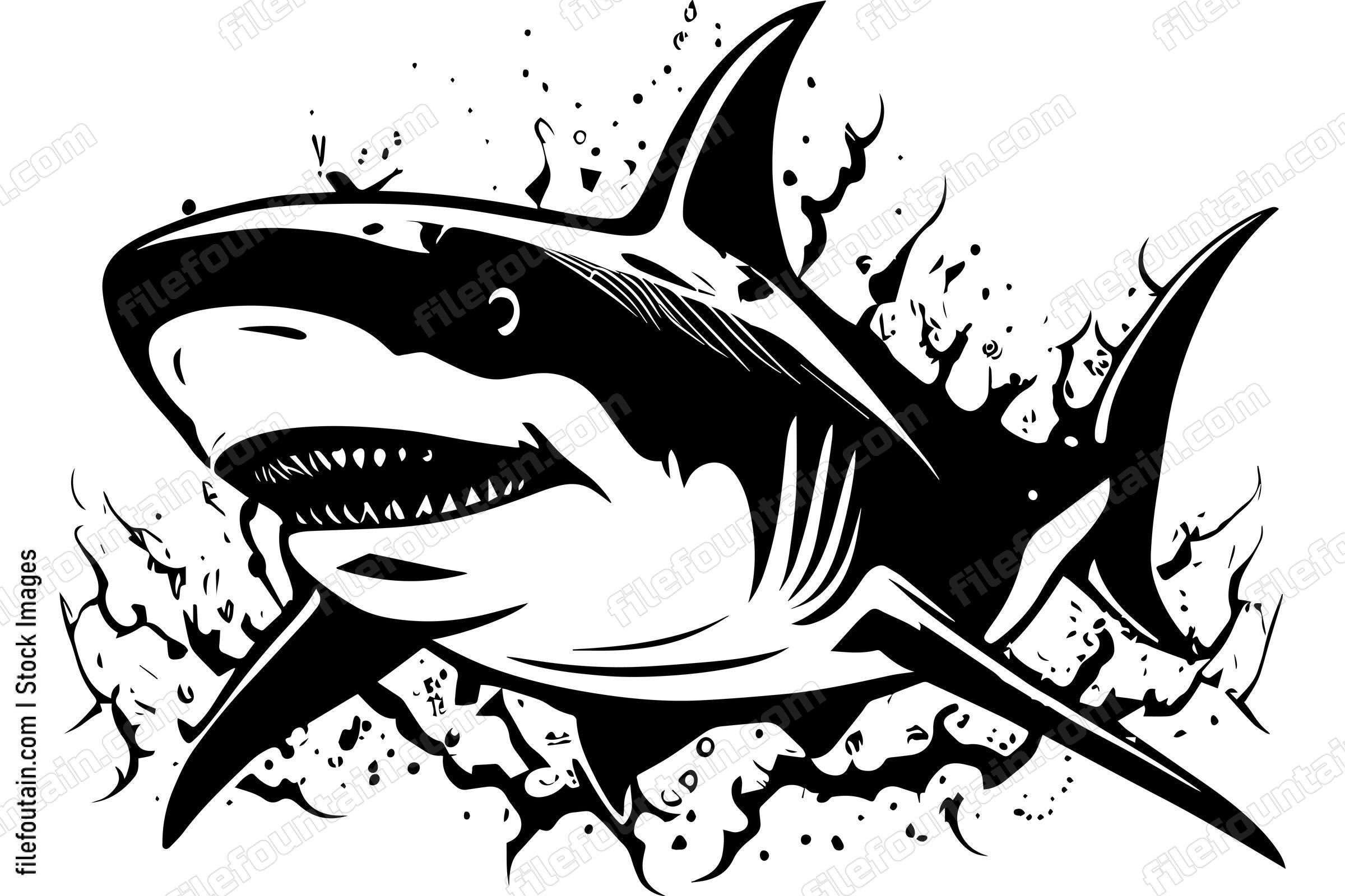 Great White Shark Logo Monochrome Design