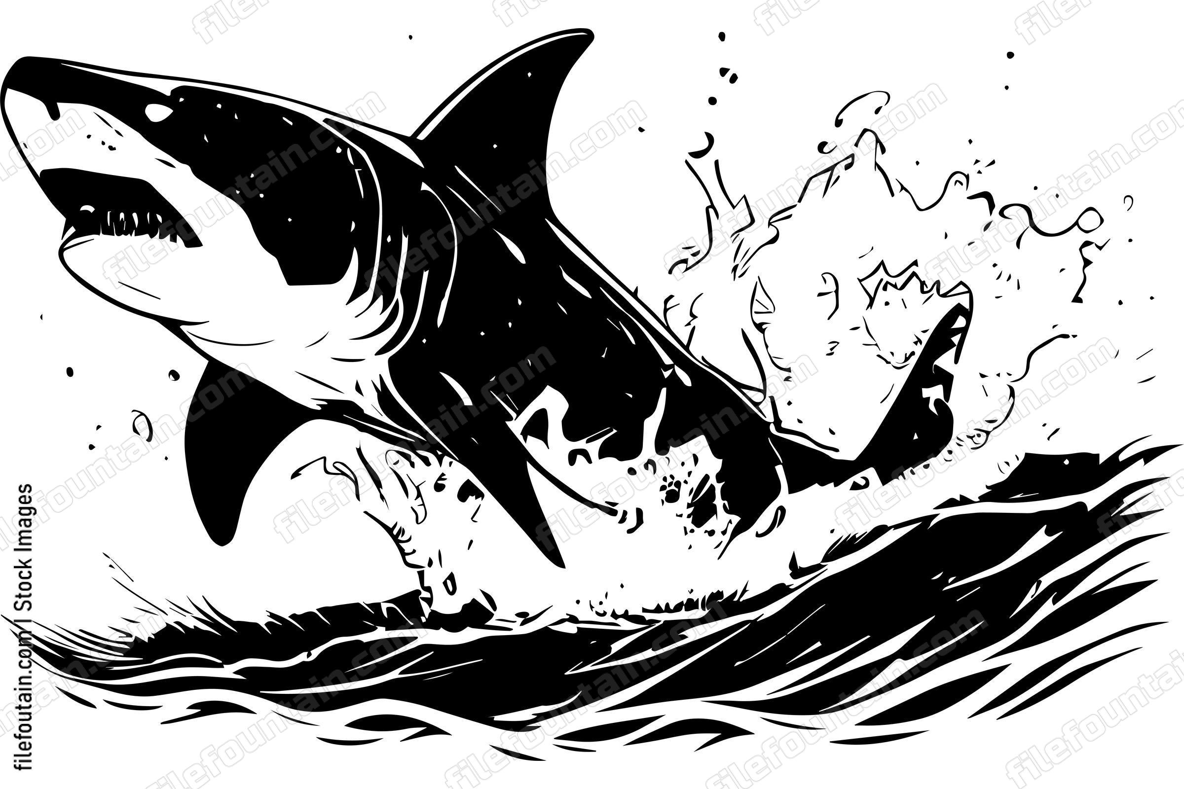 Great White Shark Logo Monochrome Design