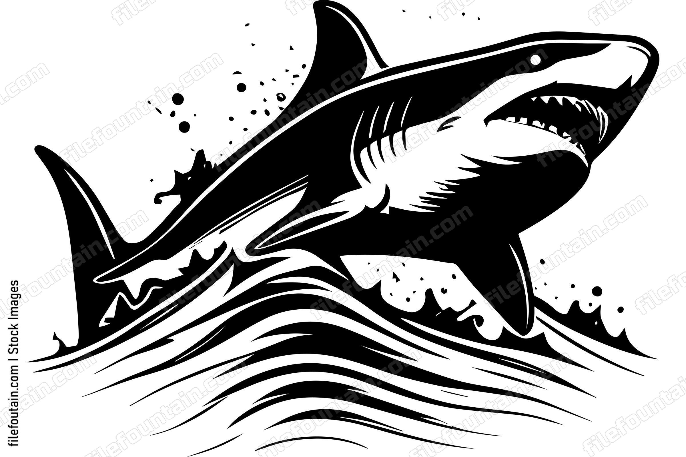 Great White Shark Logo Monochrome Design