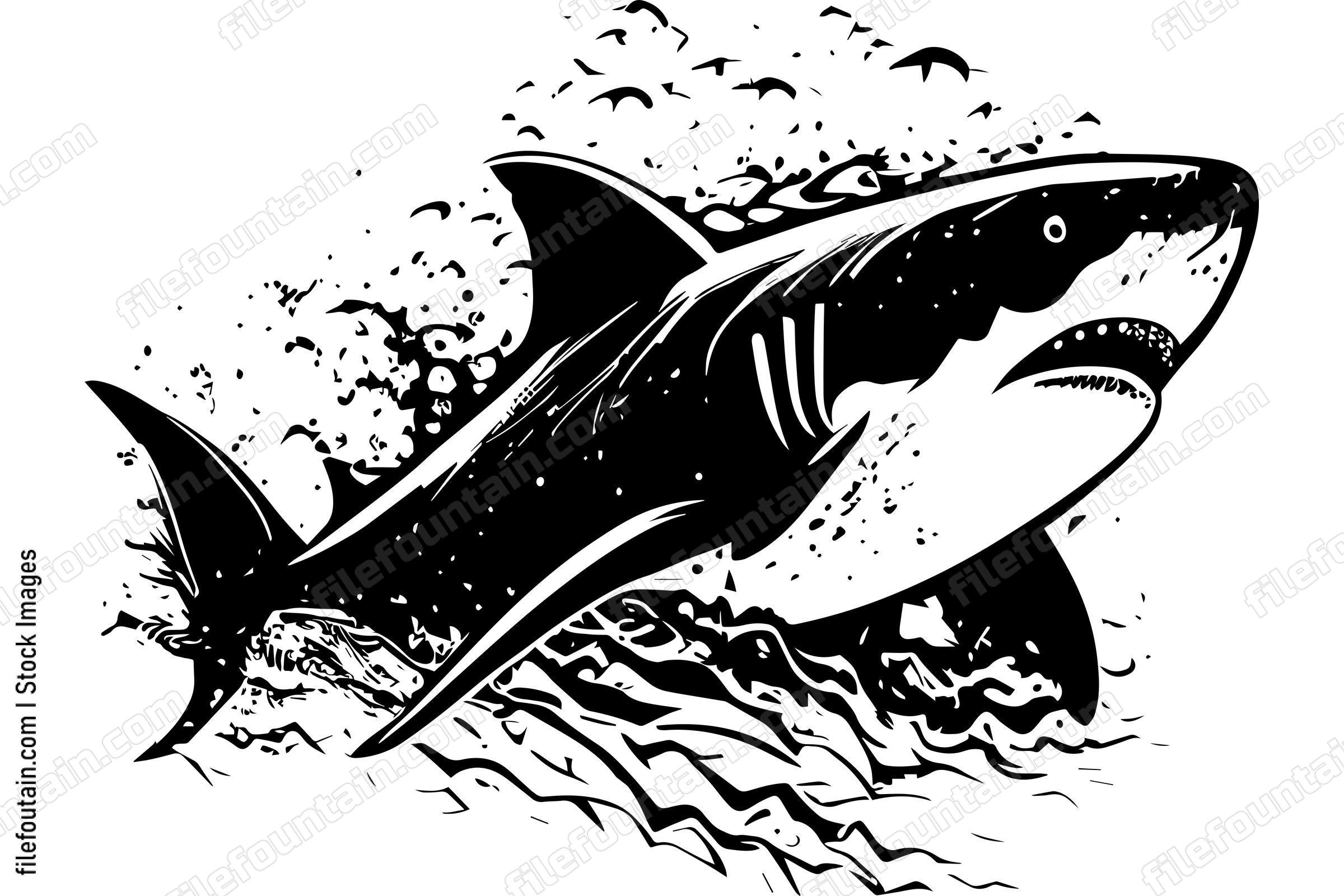 Great White Shark Logo Monochrome Design