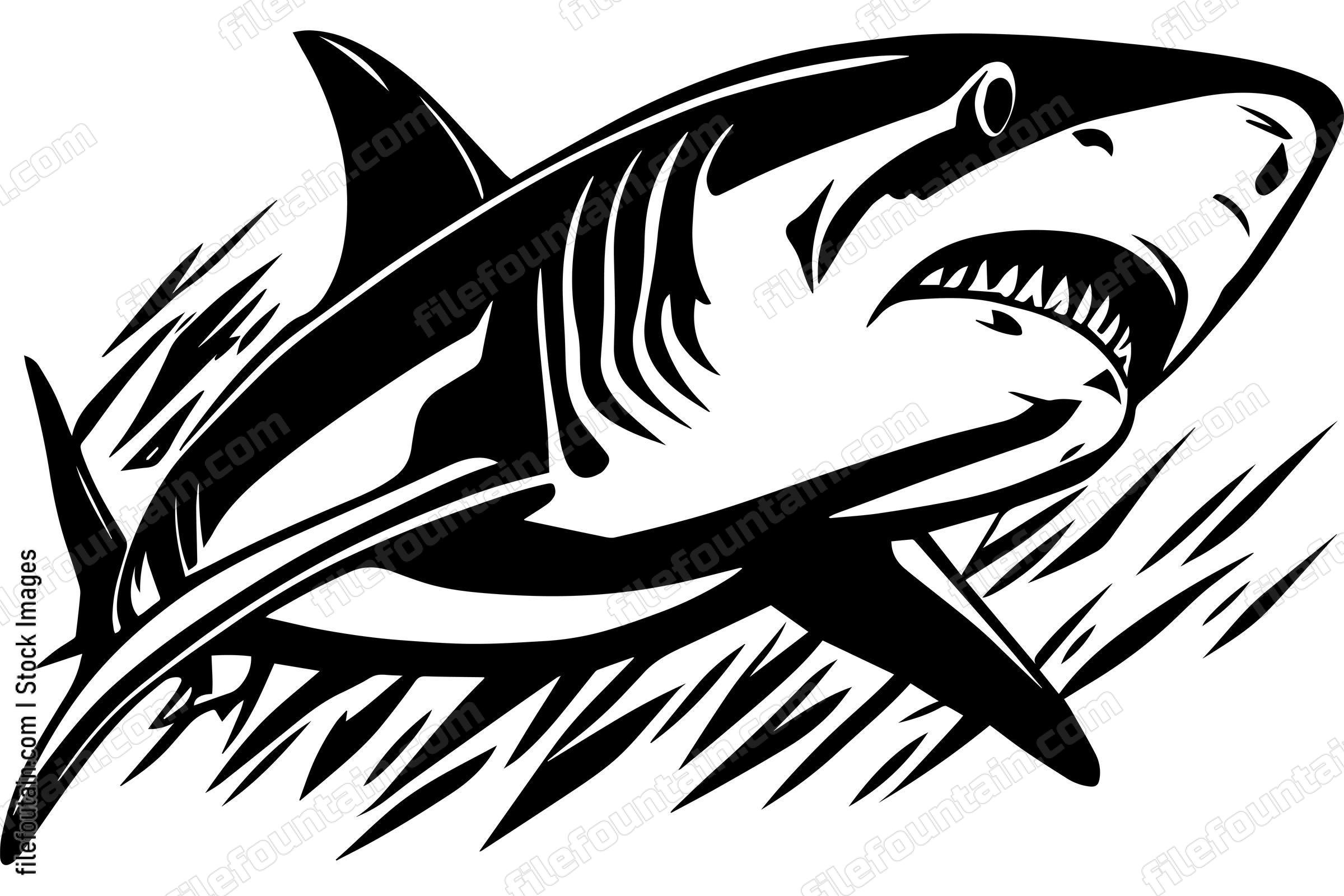 Great White Shark Logo Monochrome Design