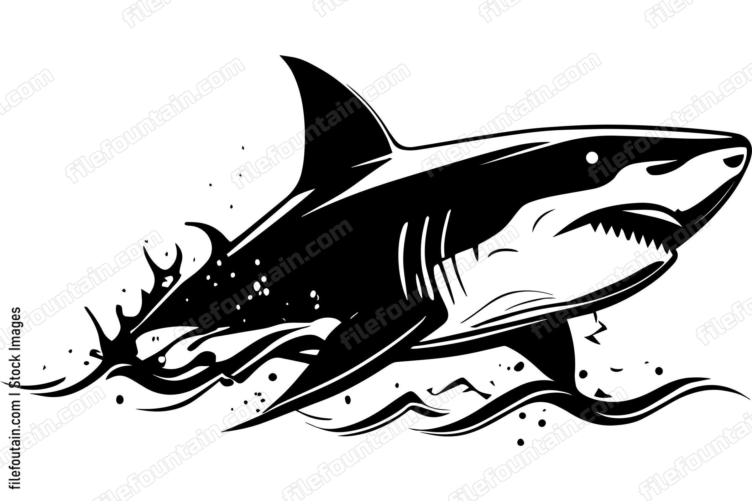 Great White Shark Logo Monochrome Design