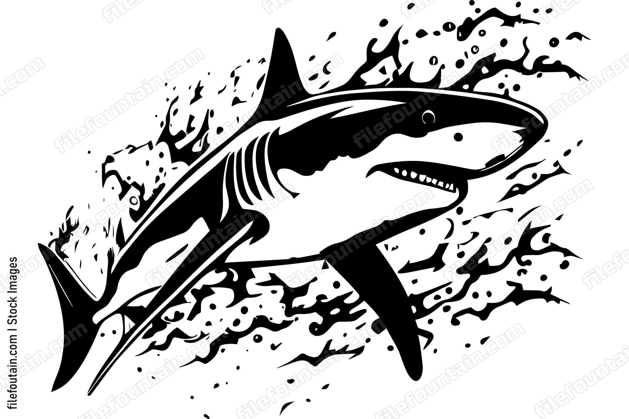Great White Shark Logo Monochrome Design