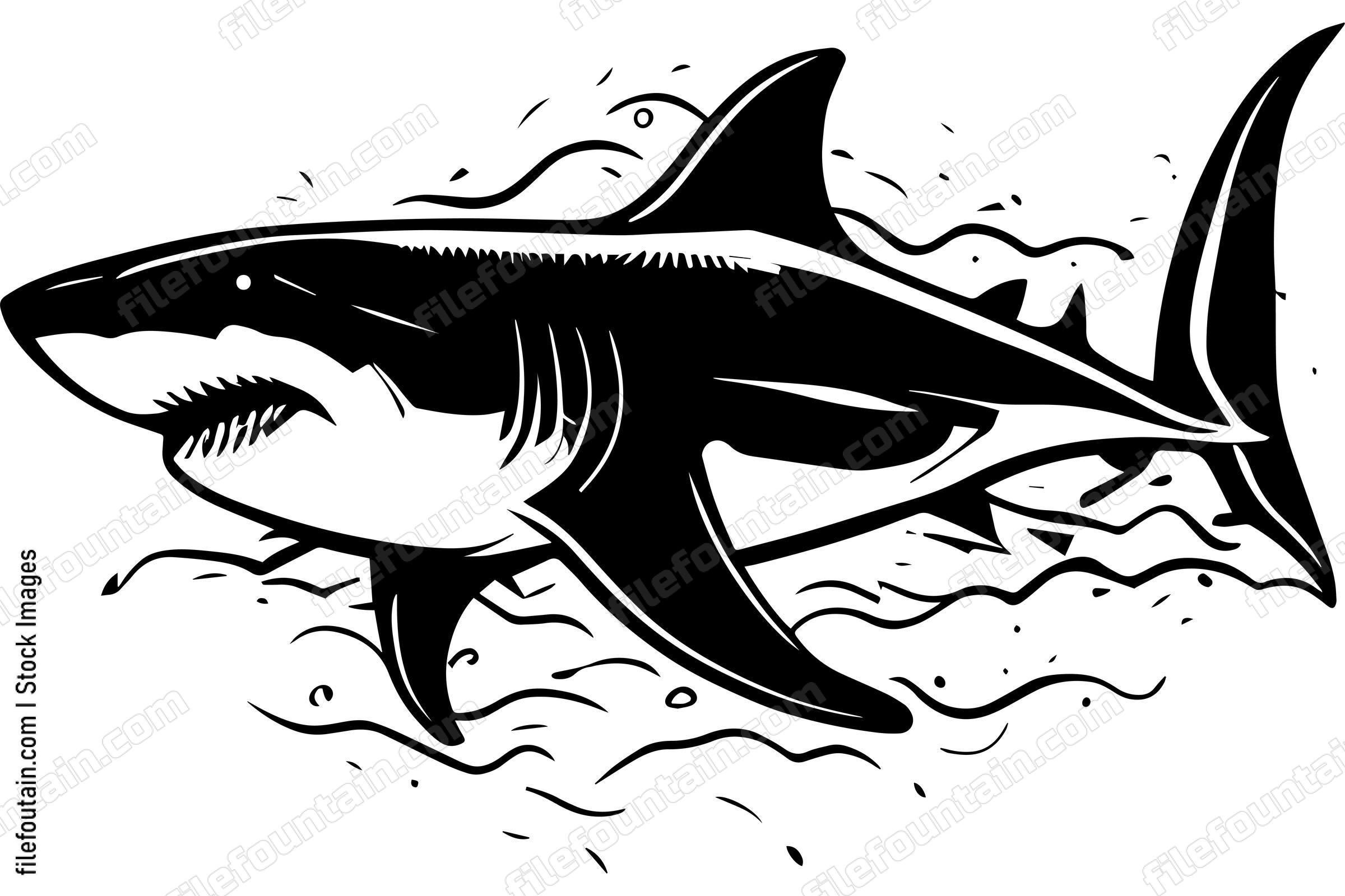 Great White Shark Logo Monochrome Design