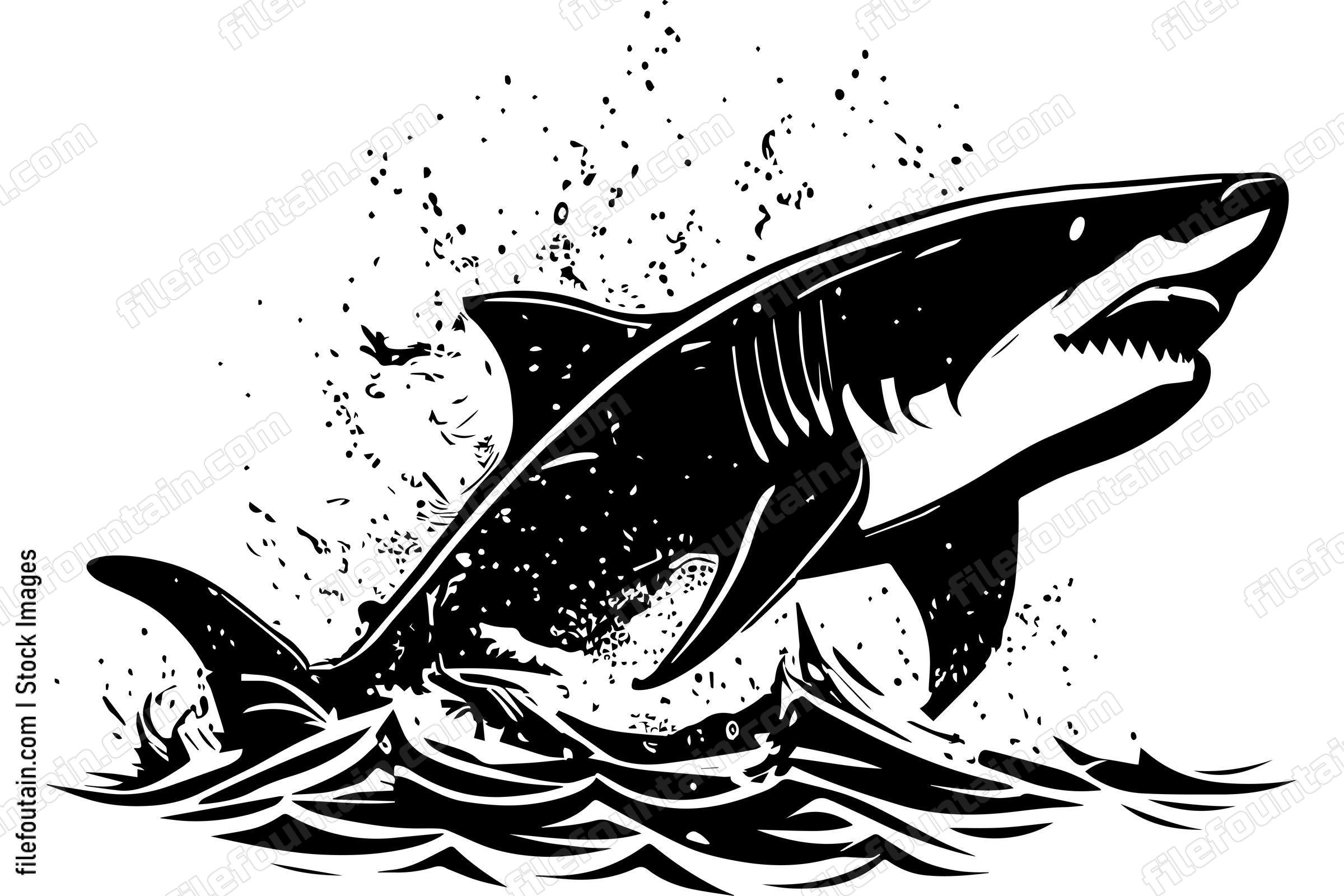 Great White Shark Logo Monochrome Design