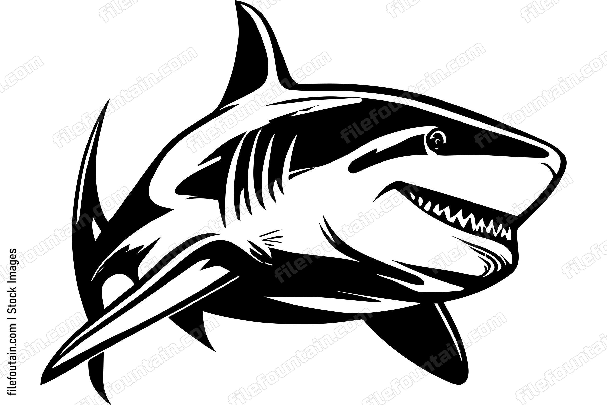 Great White Shark Logo Monochrome Design