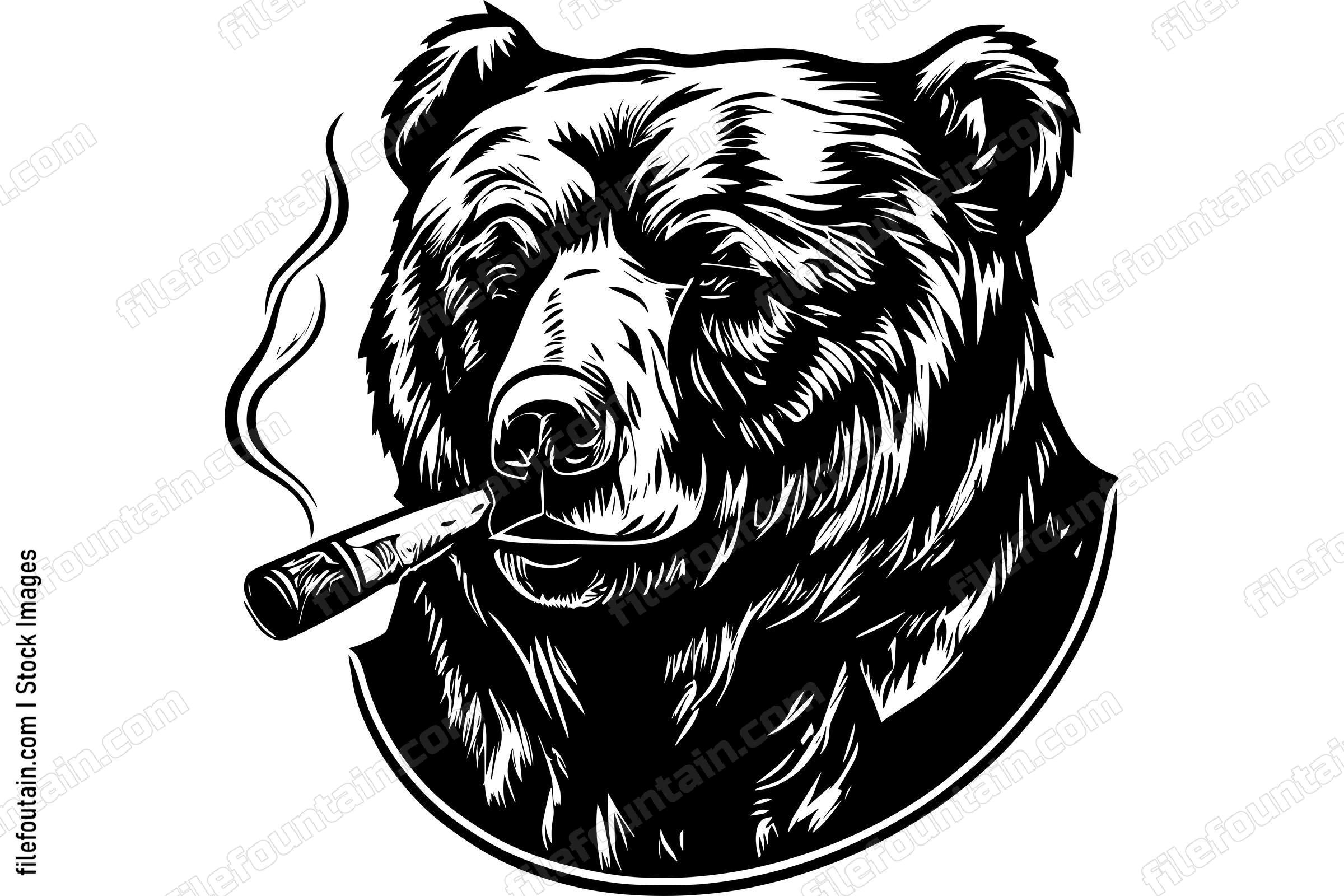 Grizzly Bear Smoking A Cigar