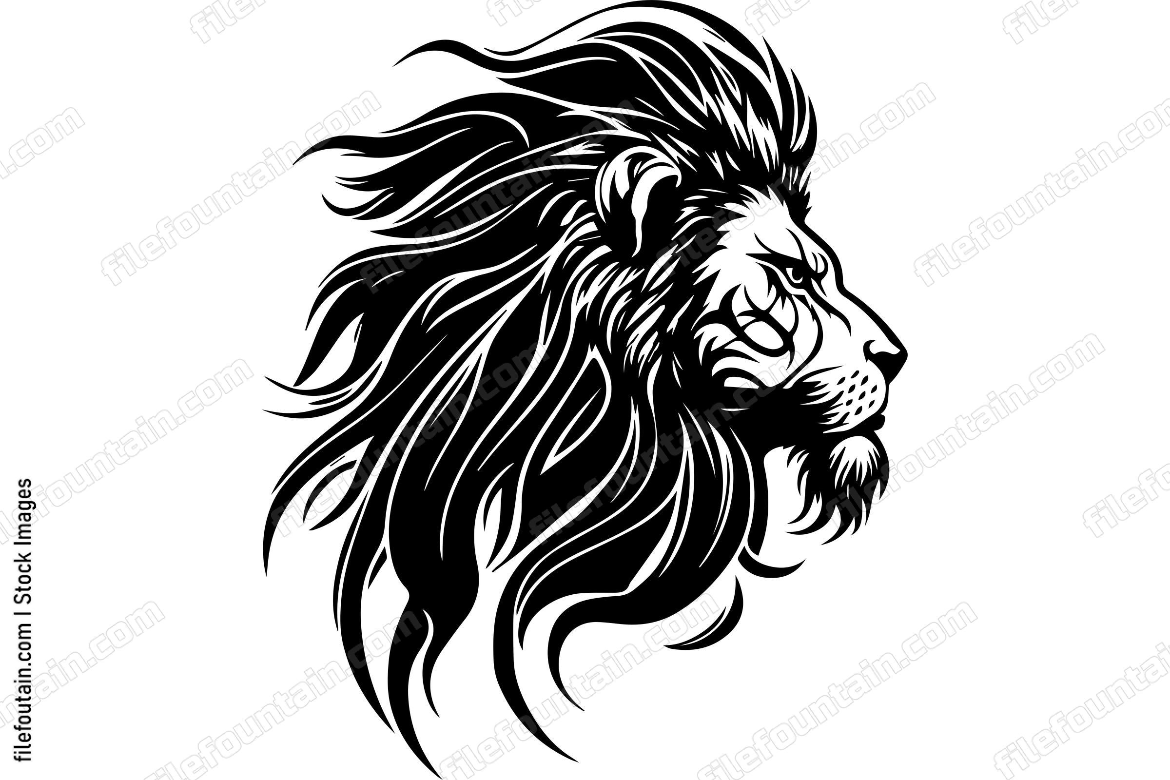 Lion Mascot Monochrome Logo