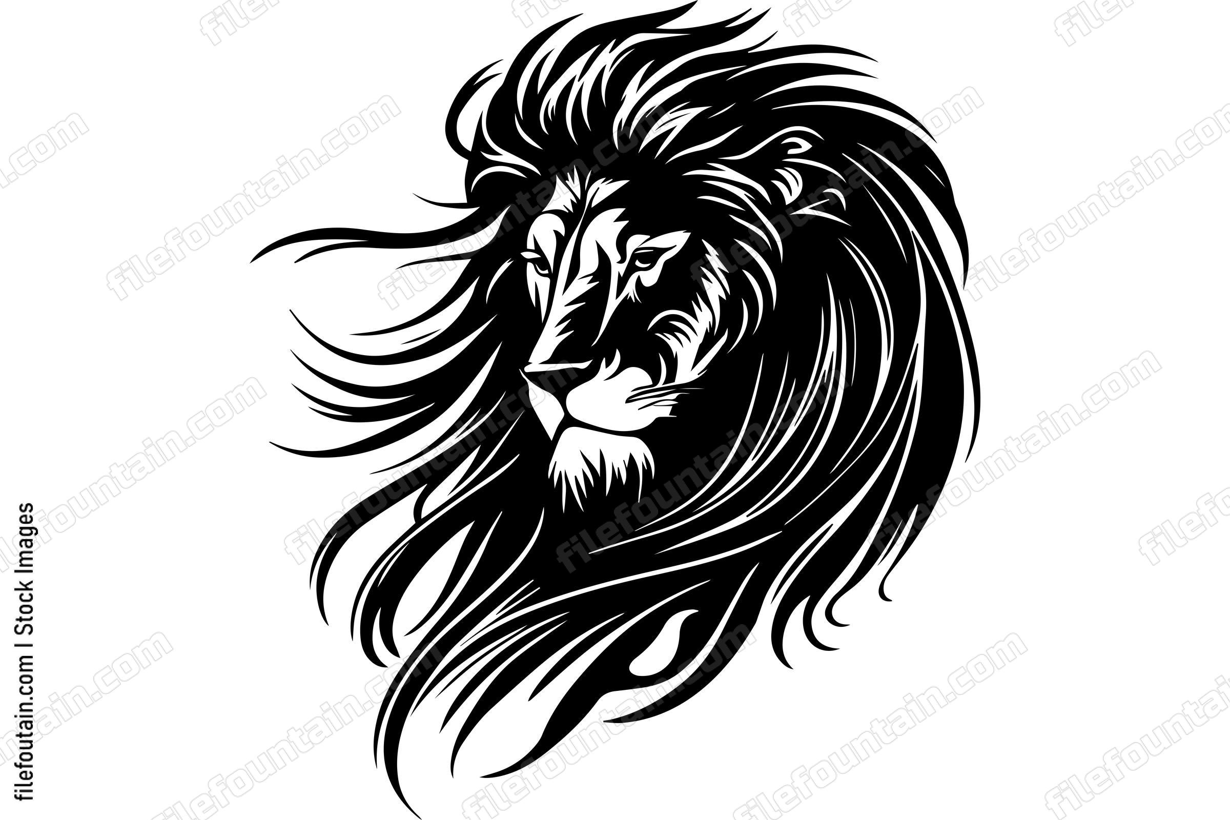 Lion Mascot Monochrome Logo