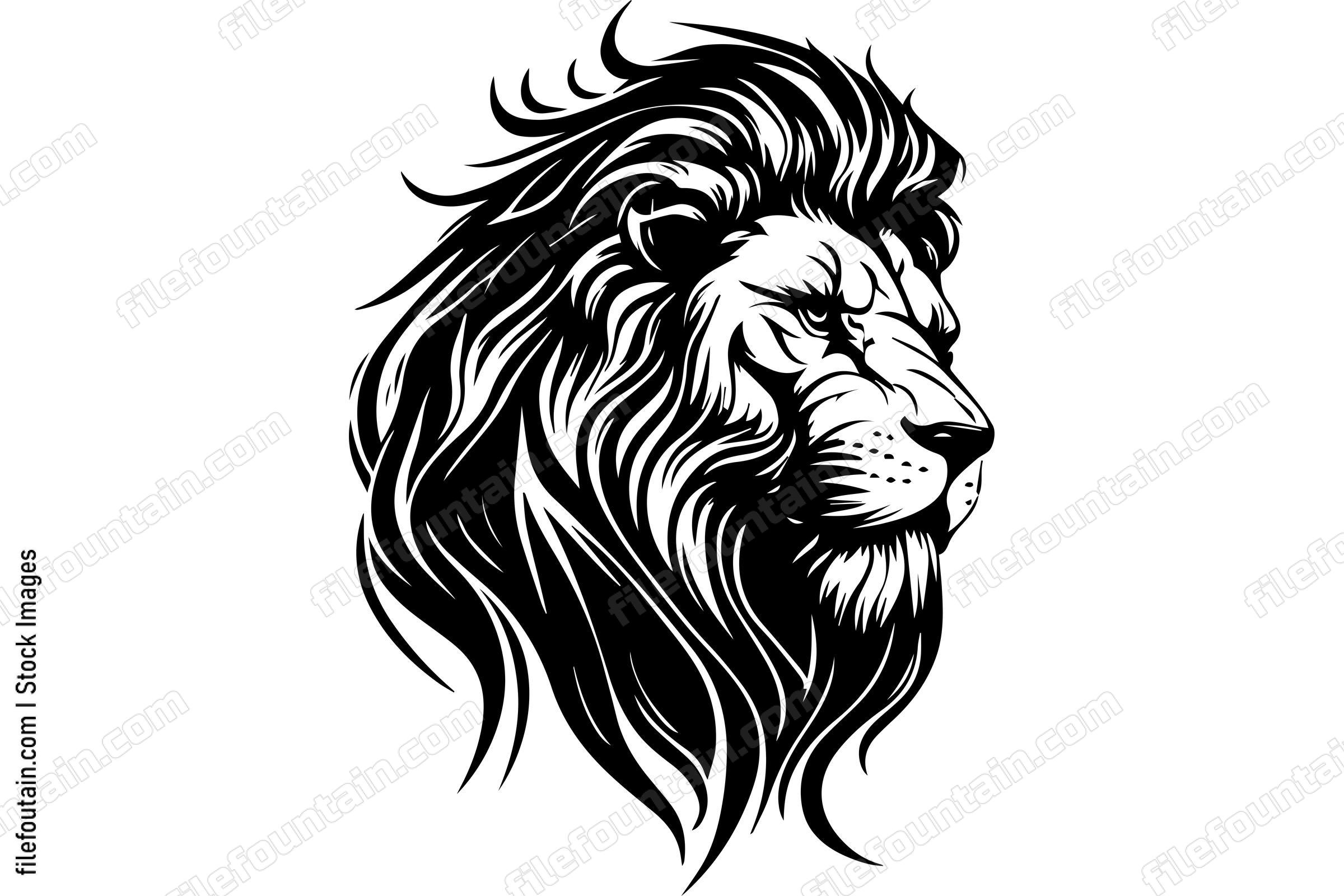 Lion Mascot Monochrome Logo