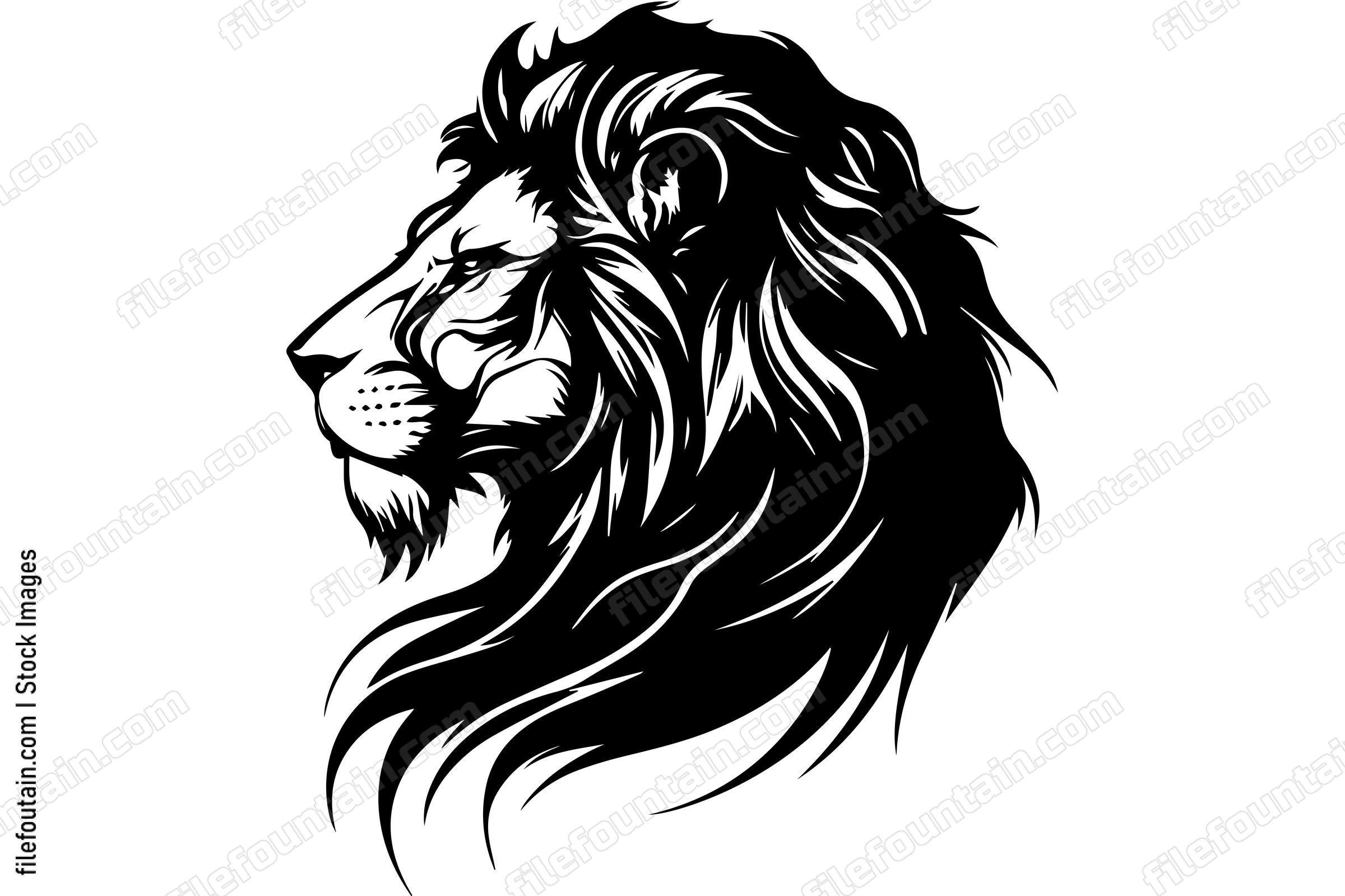 Lion Mascot Monochrome Logo