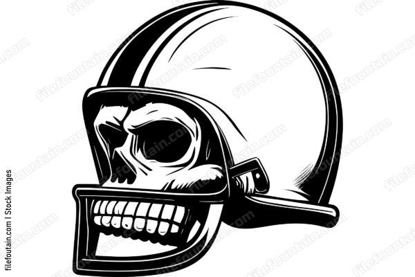 Skull In Football Helmet Monochrome Logo