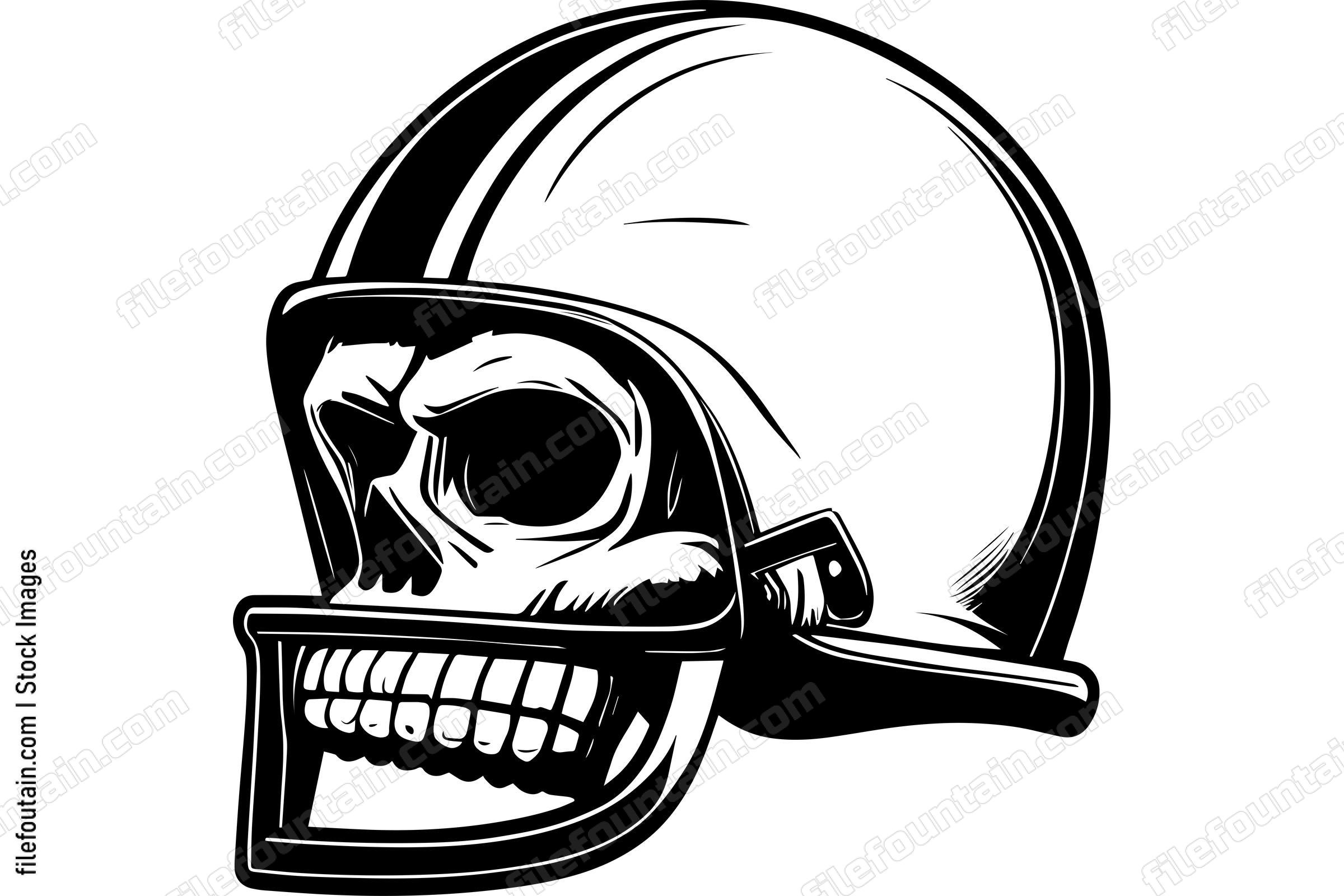 Skull In Football Helmet Monochrome Logo