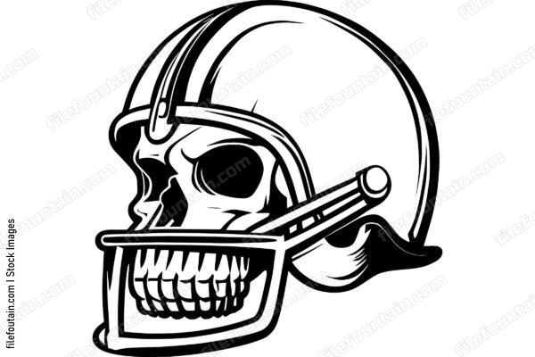 Skull In Football Helmet Monochrome Logo