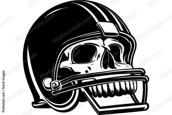 Skull In Football Helmet Monochrome Logo