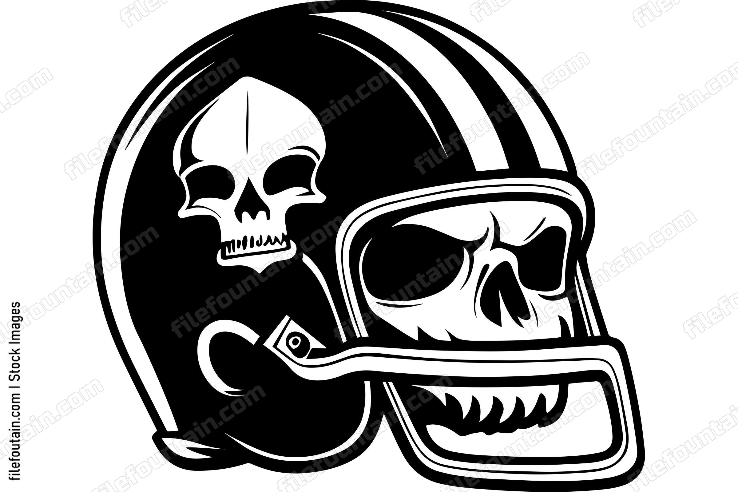 Skull In Football Helmet Monochrome Logo