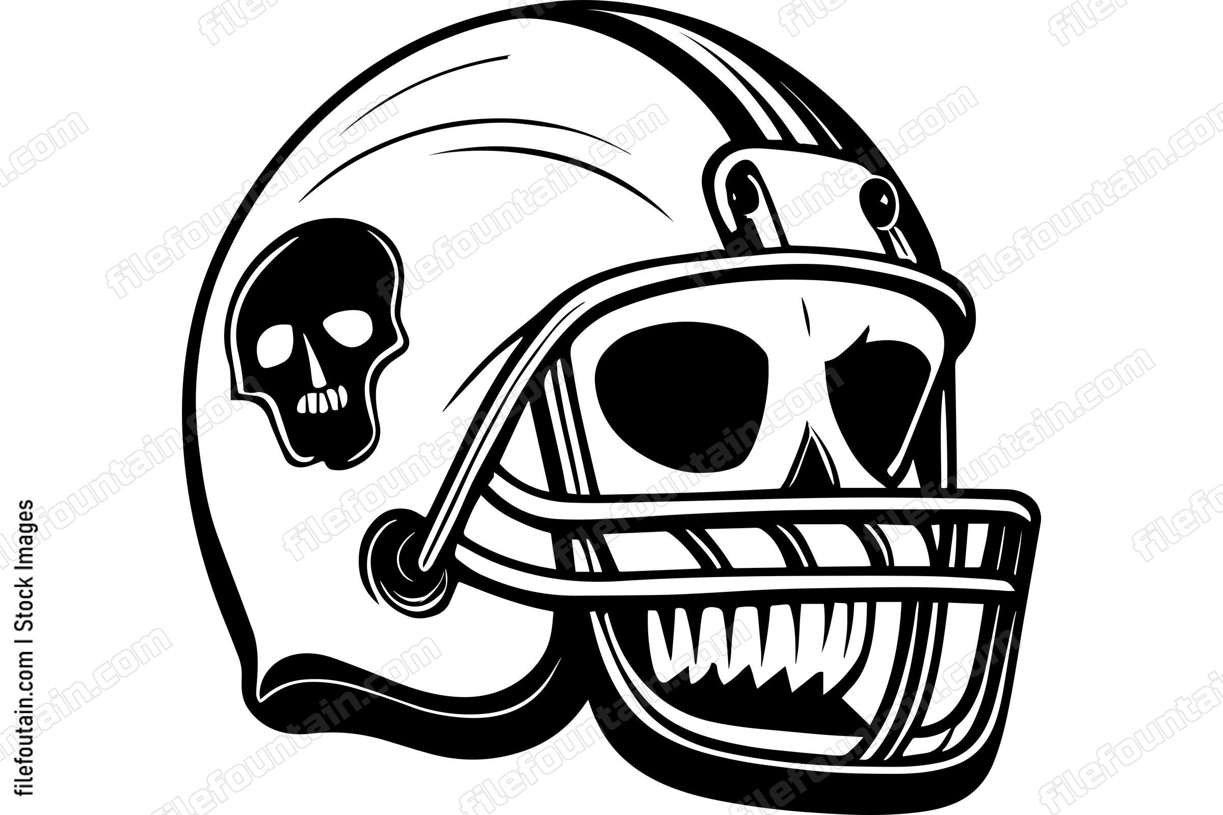Skull In Football Helmet Monochrome Logo