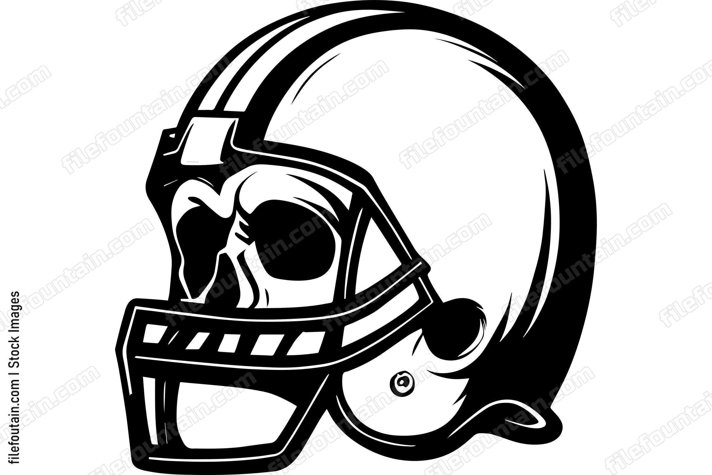 Skull In Football Helmet Monochrome Logo