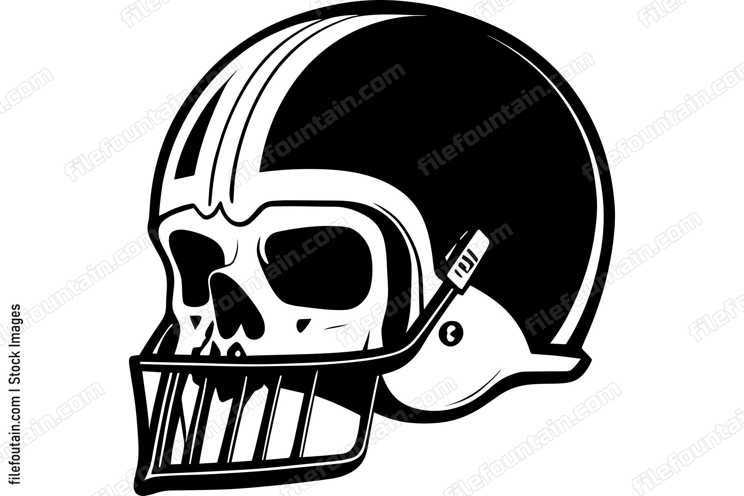 Skull In Football Helmet Monochrome Logo