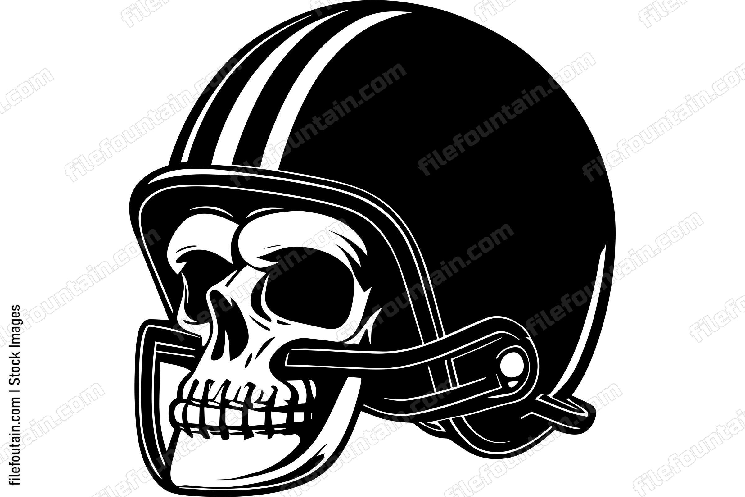 Skull In Football Helmet Monochrome Logo