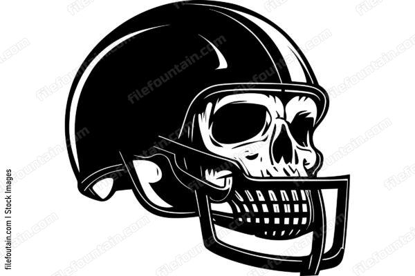 Skull In Football Helmet Monochrome Logo