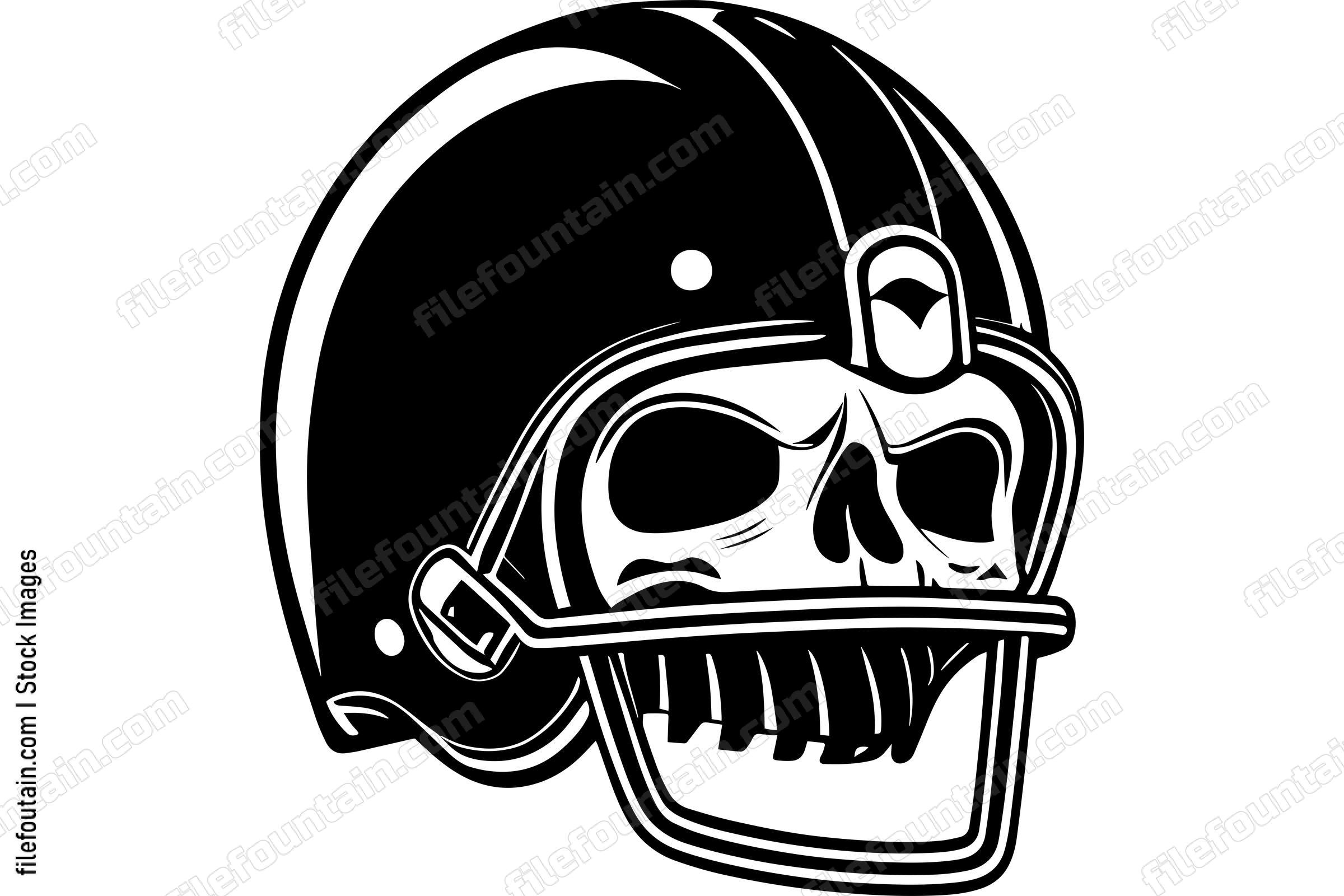 Skull In Football Helmet Monochrome Logo