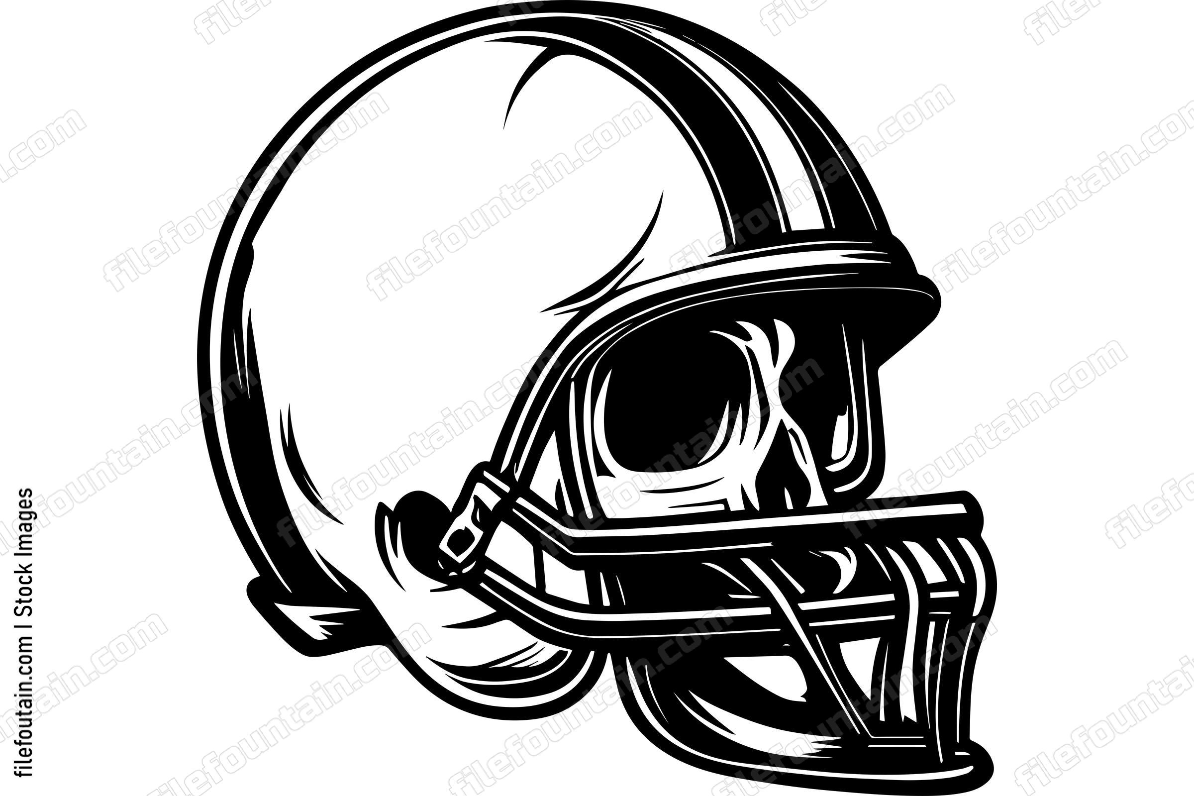 Skull In Football Helmet Monochrome Logo