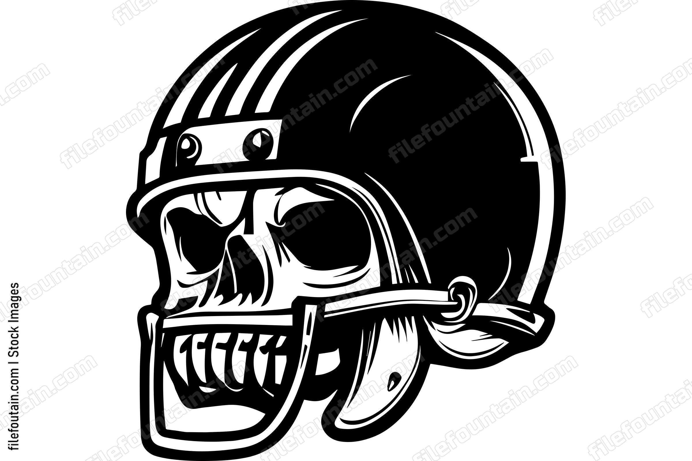 Skull In Football Helmet Monochrome Logo