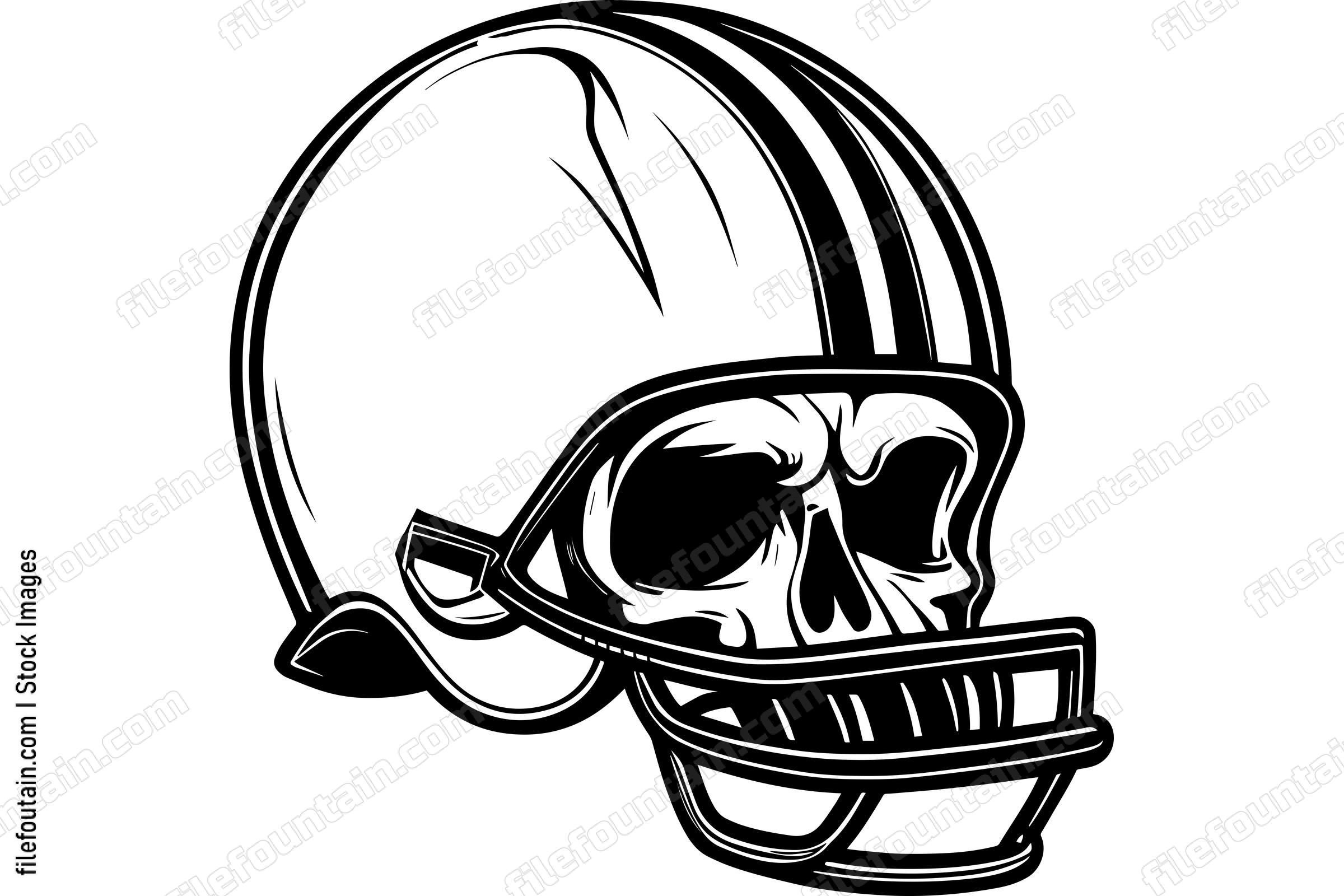 Skull In Football Helmet Monochrome Logo