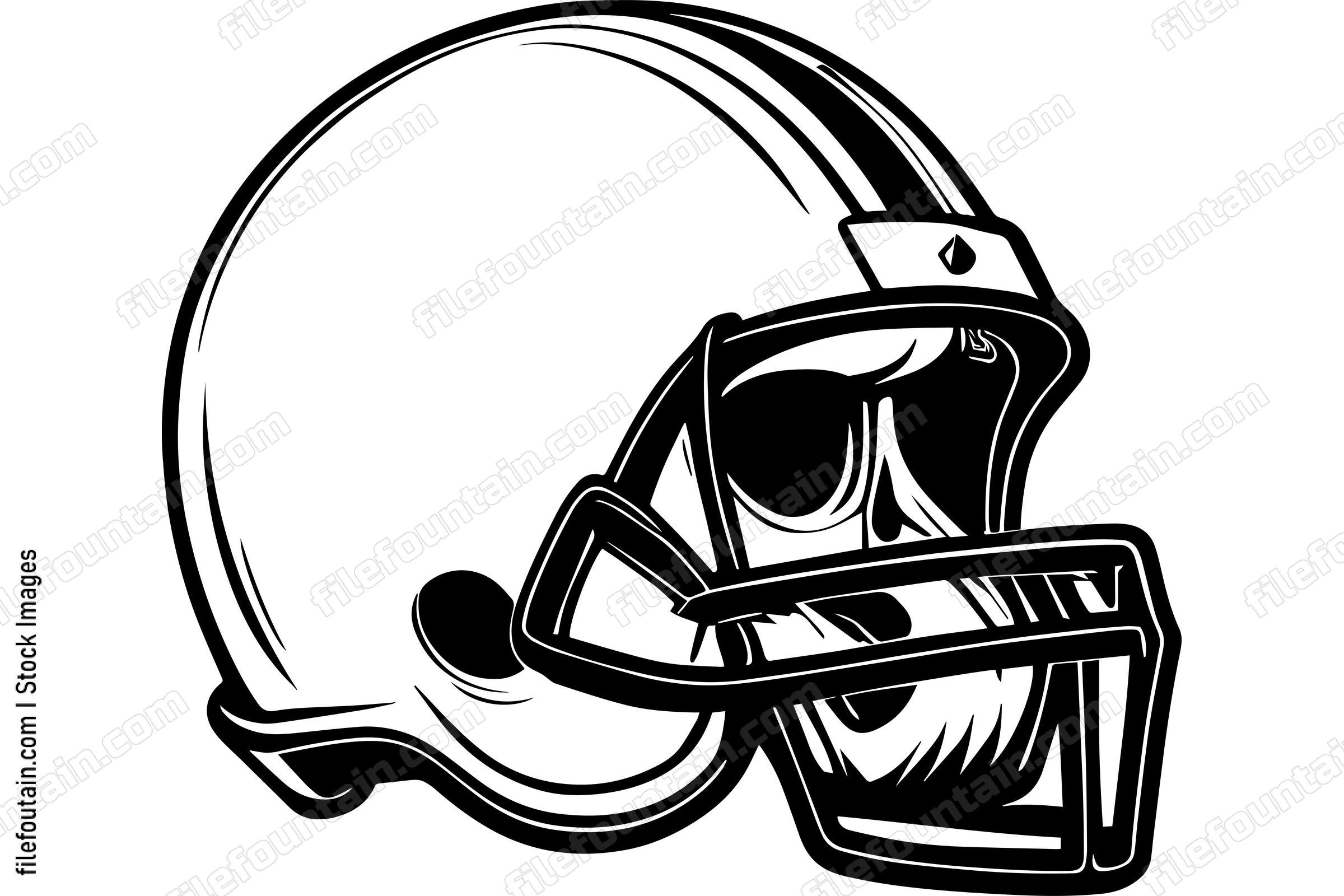 Skull In Football Helmet Monochrome Logo