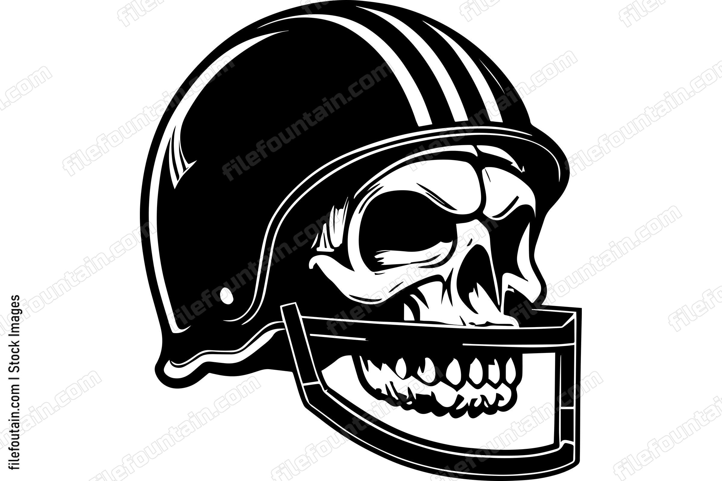 Skull In Football Helmet Monochrome Logo