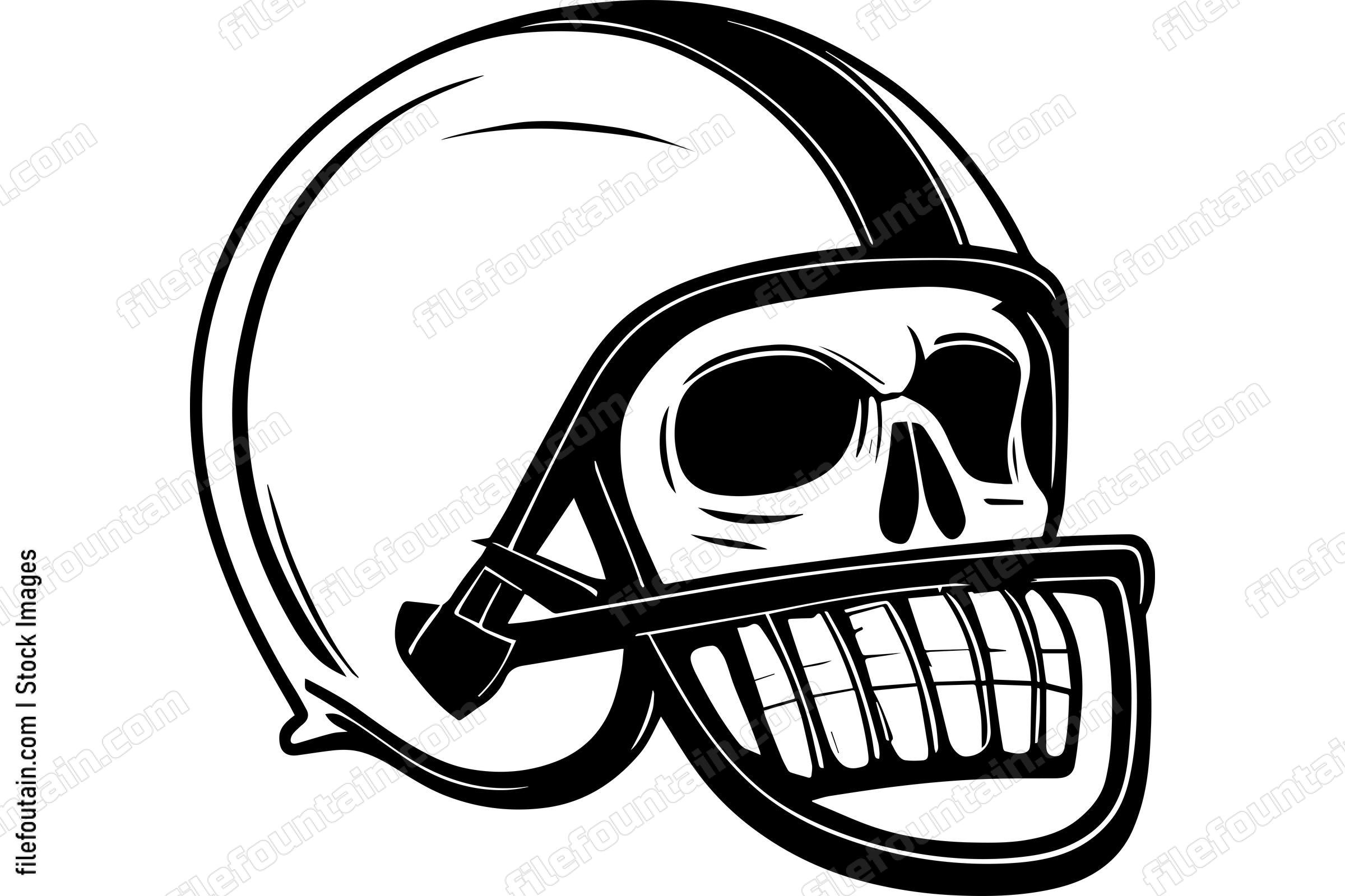 Skull In Football Helmet Monochrome Logo