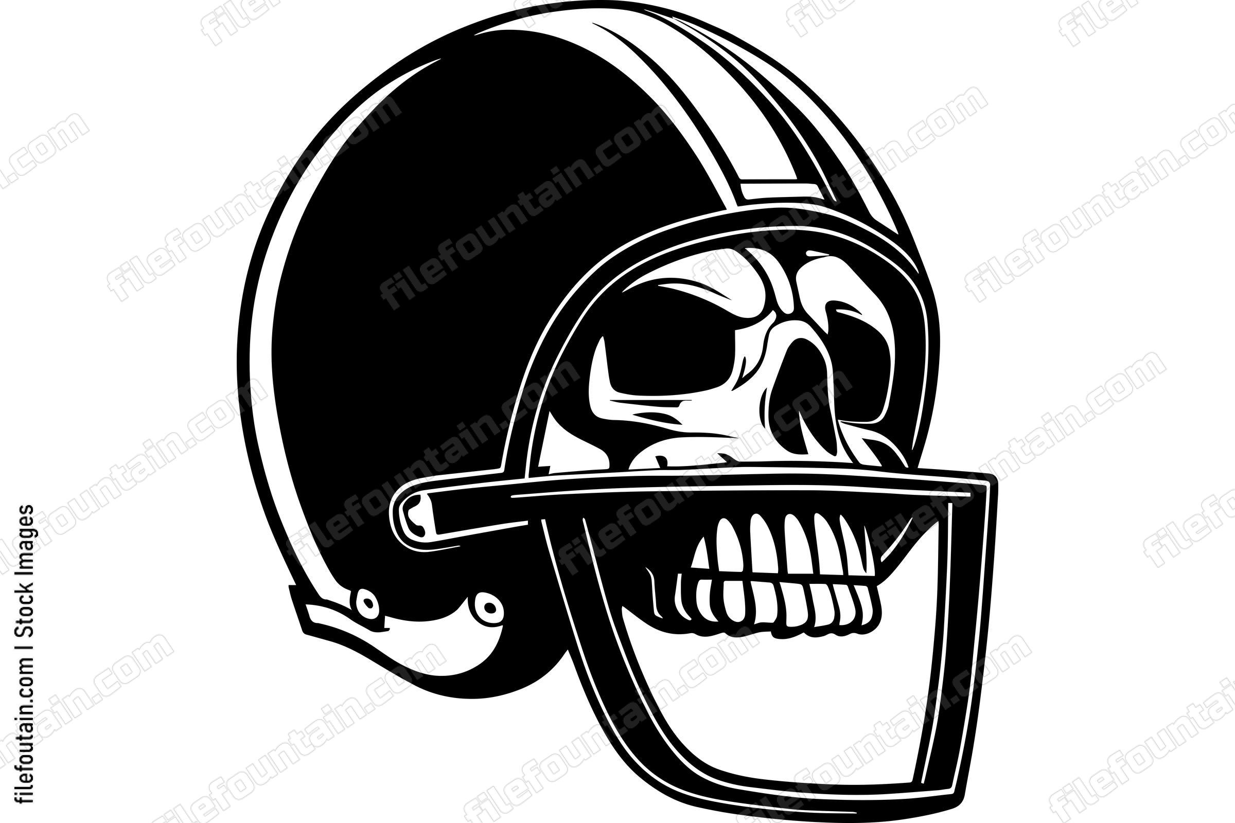 Skull In Football Helmet Monochrome Logo