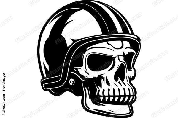Skull In Football Helmet Monochrome Logo