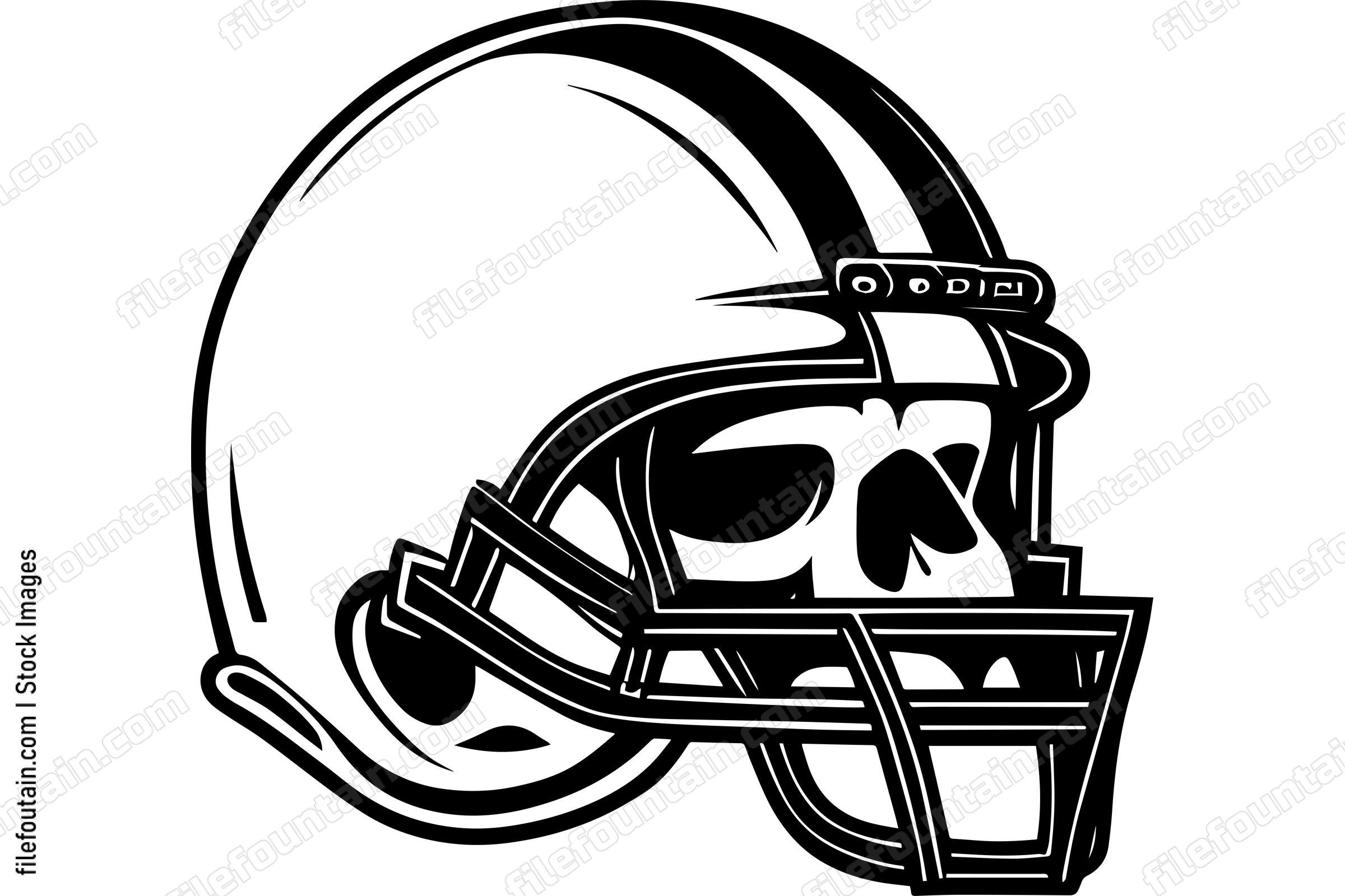 Skull In Football Helmet Monochrome Logo